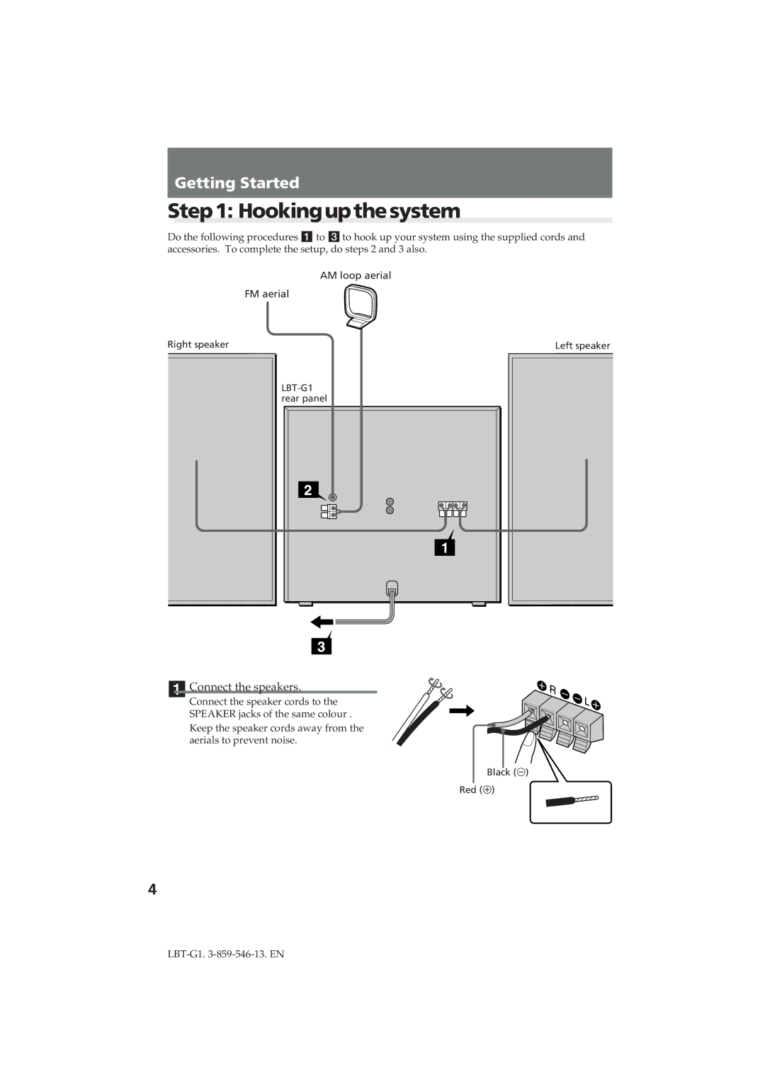 Sony LBT-G1 manual Hookingupthesystem, Connect the speakers 