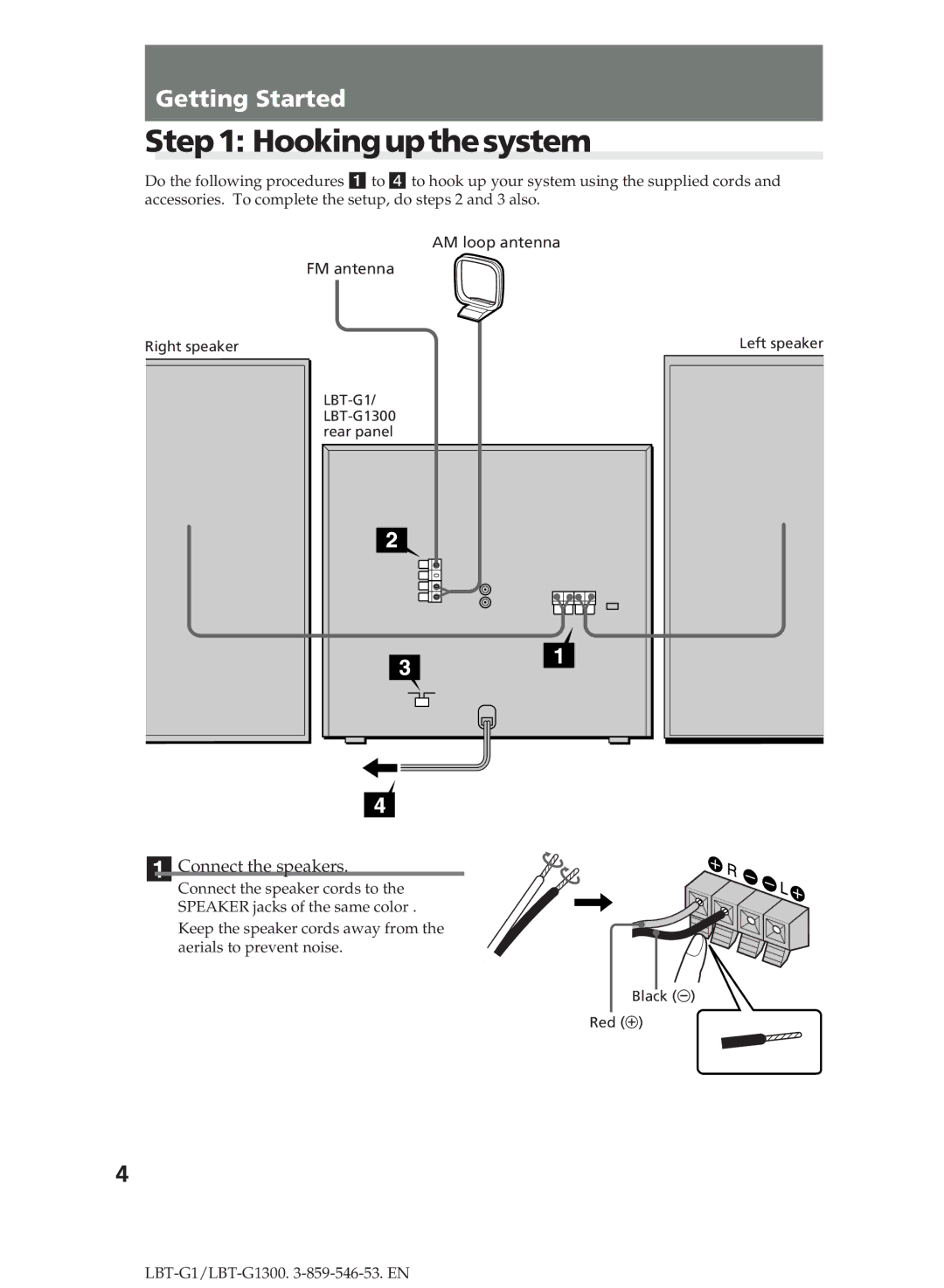 Sony LBT-G1300 manual Hookingupthesystem, Connect the speakers 