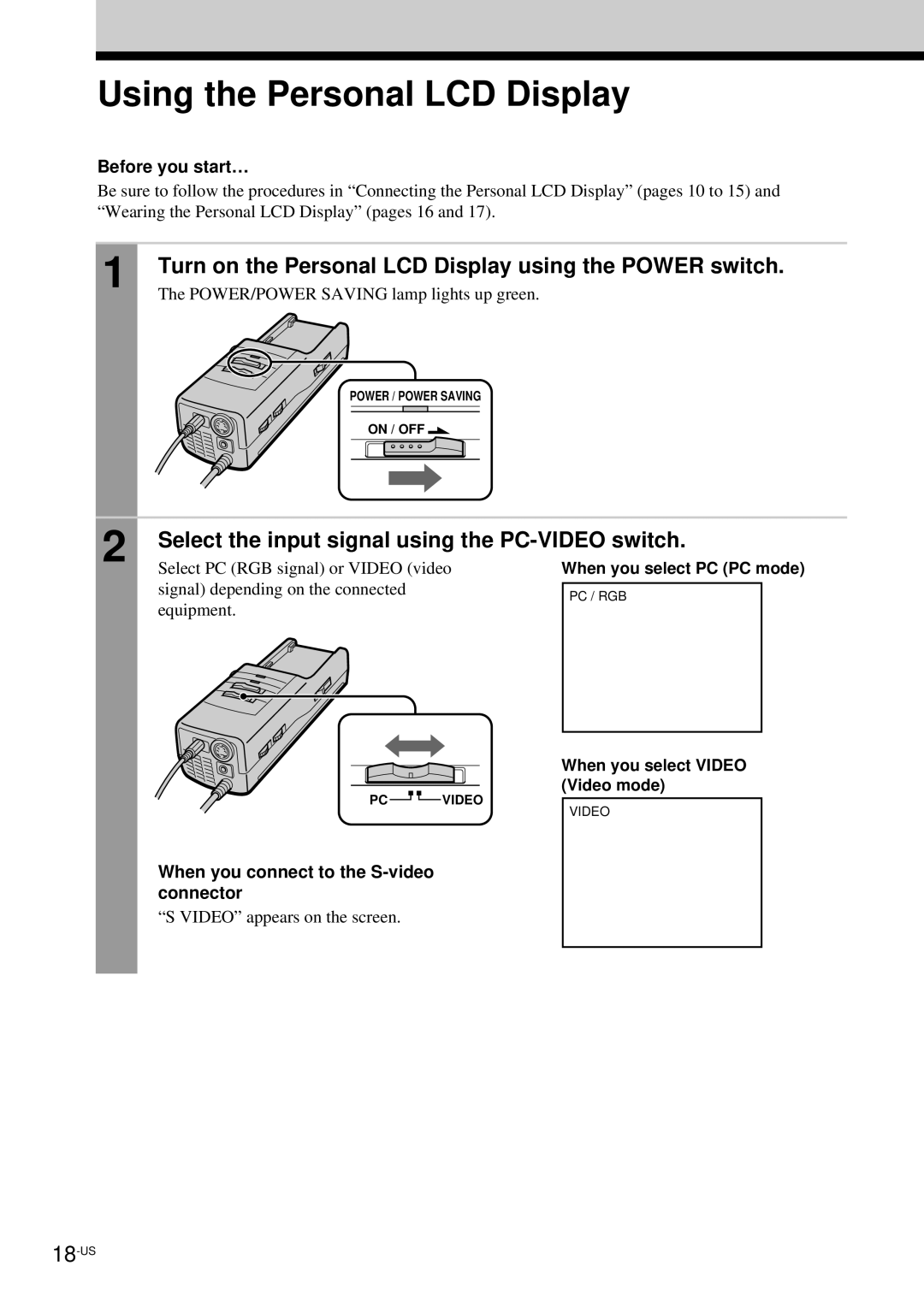 Sony LDI-100B operating instructions When you connect to the S-video connector 