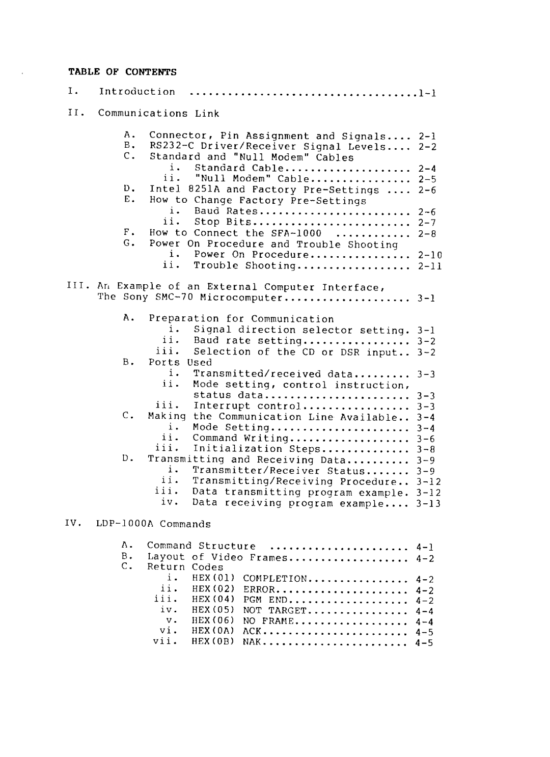 Sony SFA-1000, LDP-1000A manual 