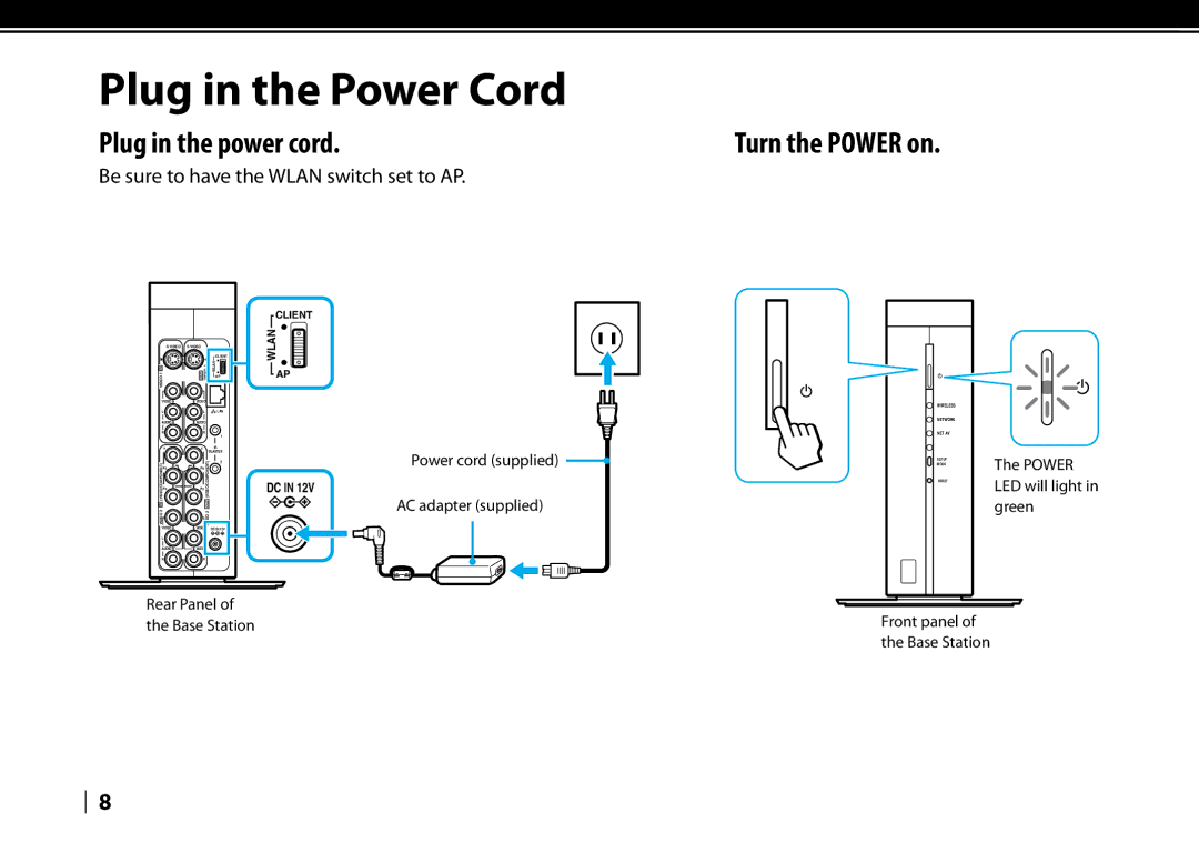 Sony LF-V30 quick start Plug in the Power Cord, Plug in the power cord 