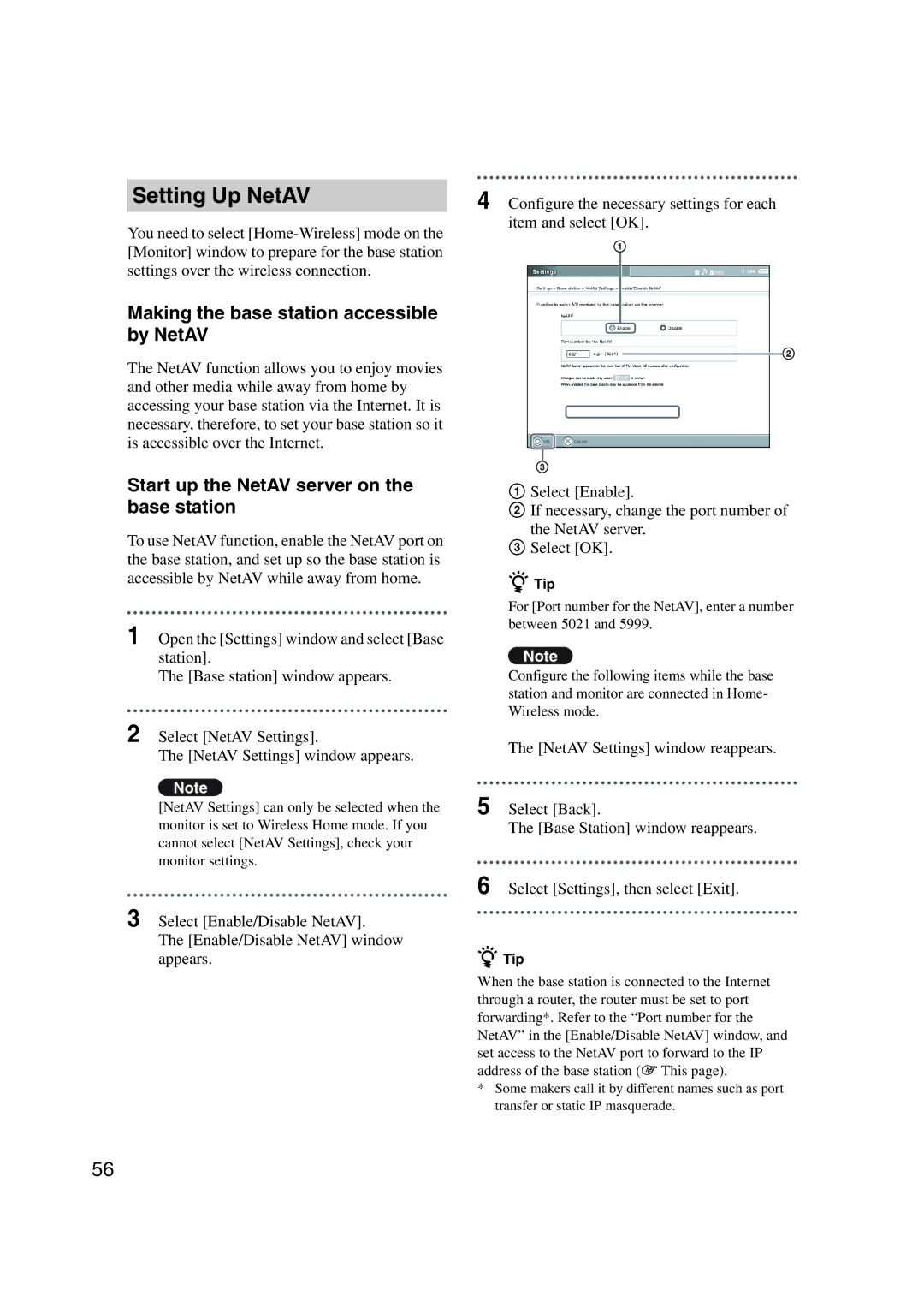 Sony LF-X1, LF-X5 operating instructions Setting Up NetAV, Making the base station accessible by NetAV 