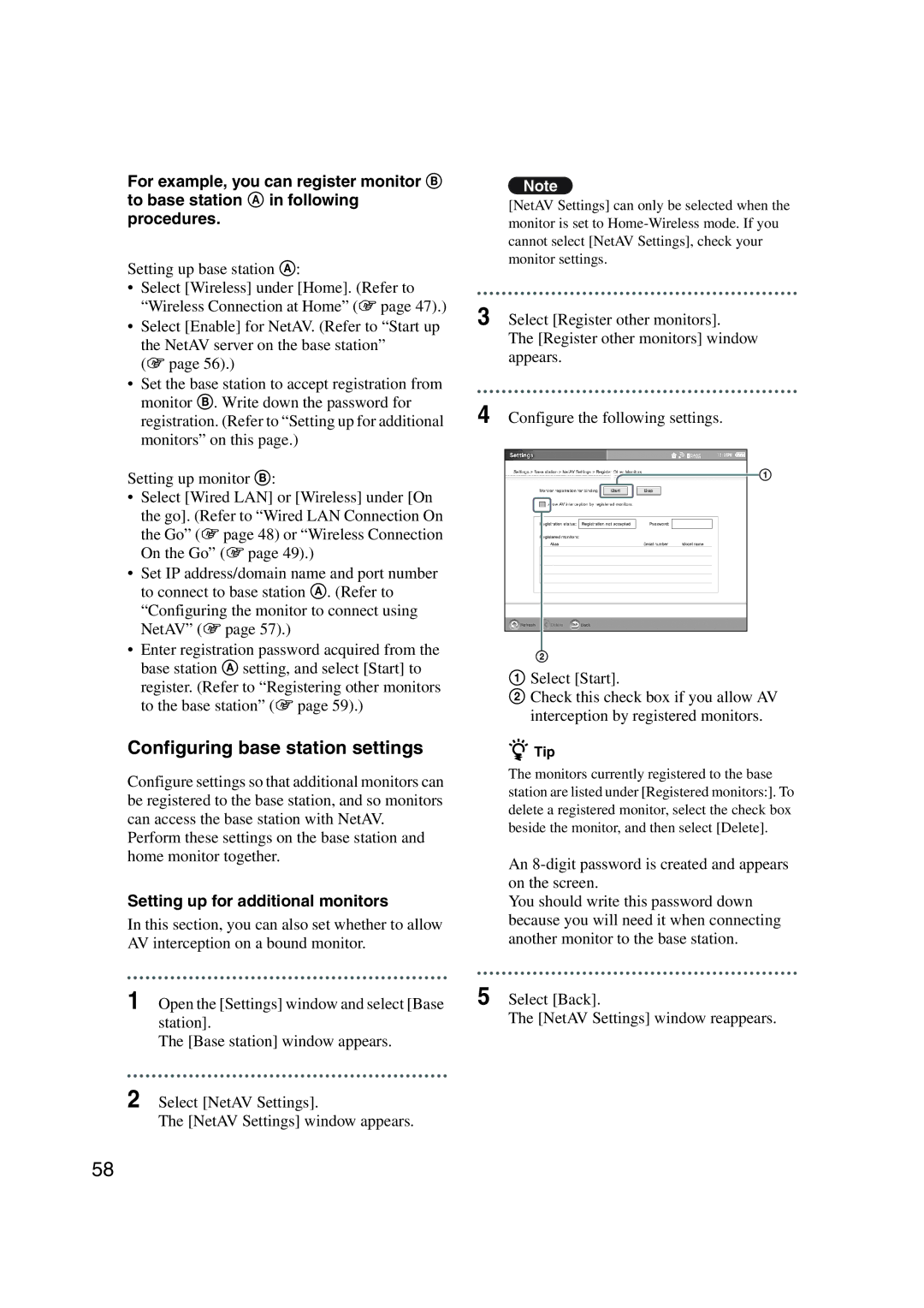 Sony LF-X1, LF-X5 operating instructions Configuring base station settings, Setting up for additional monitors 