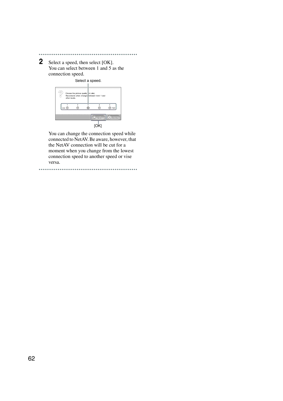 Sony LF-X1, LF-X5 operating instructions Select a speed 