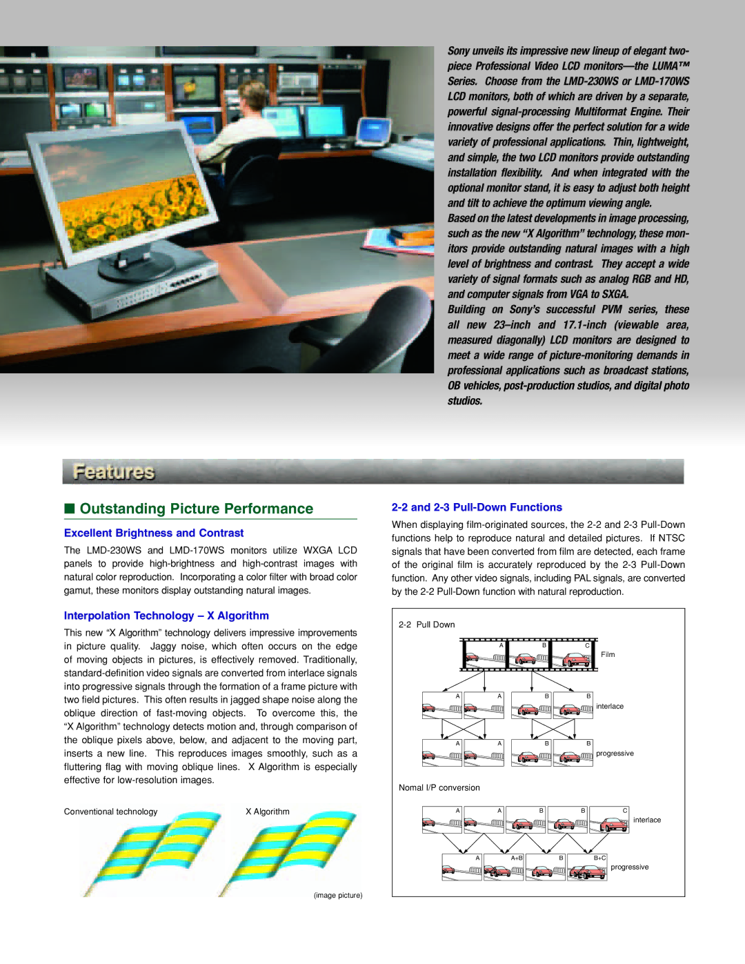 Sony LMD-170WS Outstanding Picture Performance, Excellent Brightness and Contrast, Interpolation Technology X Algorithm 