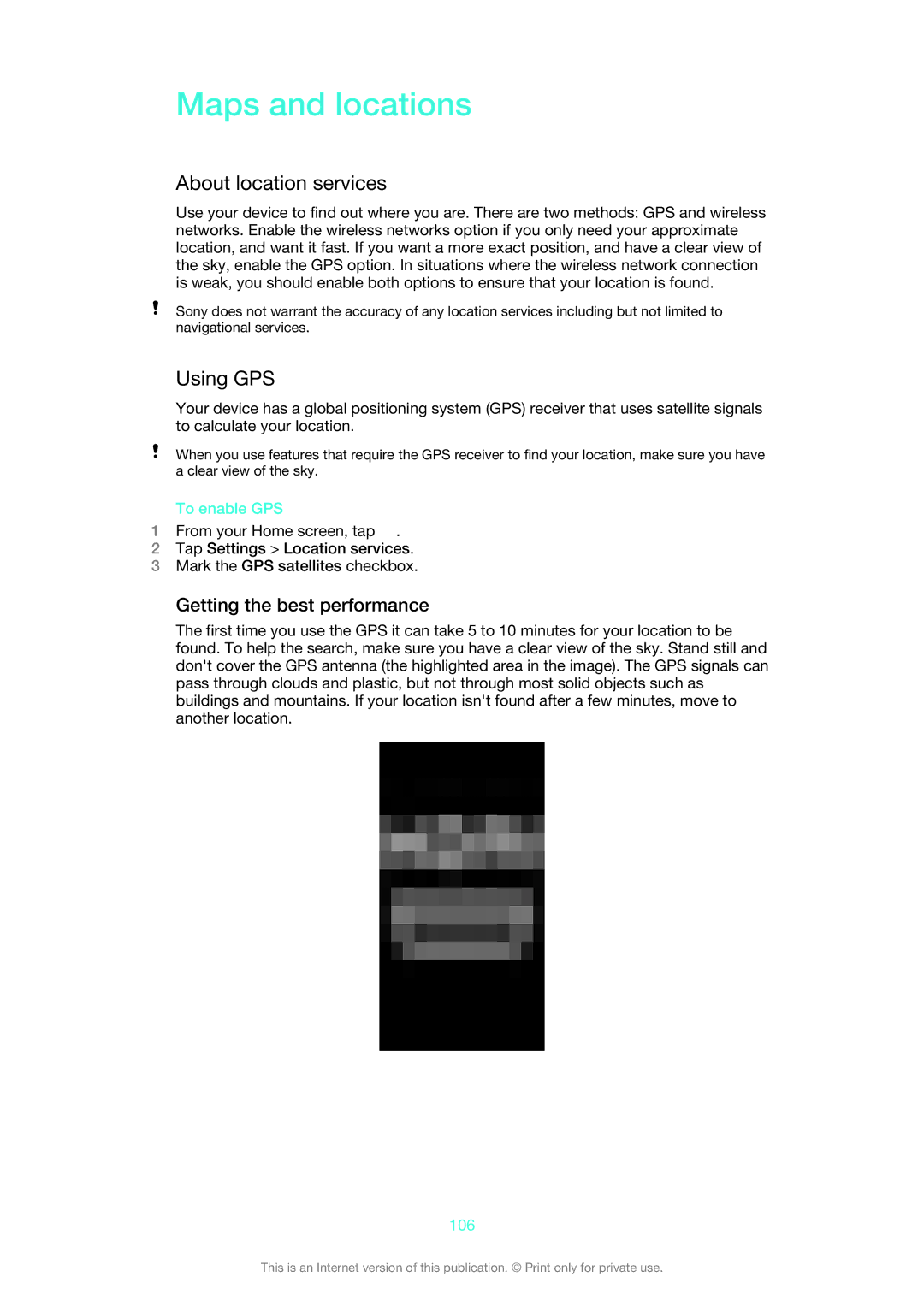 Sony LT22i manual Maps and locations, About location services, Using GPS, Getting the best performance 