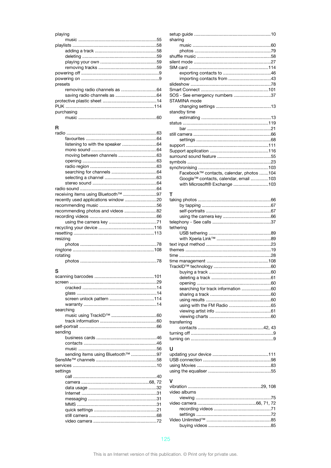 Sony LT22i manual 125, Mms 