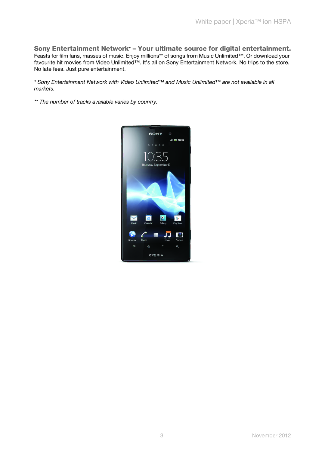 Sony LT28h manual White paper Xperia ion Hspa 