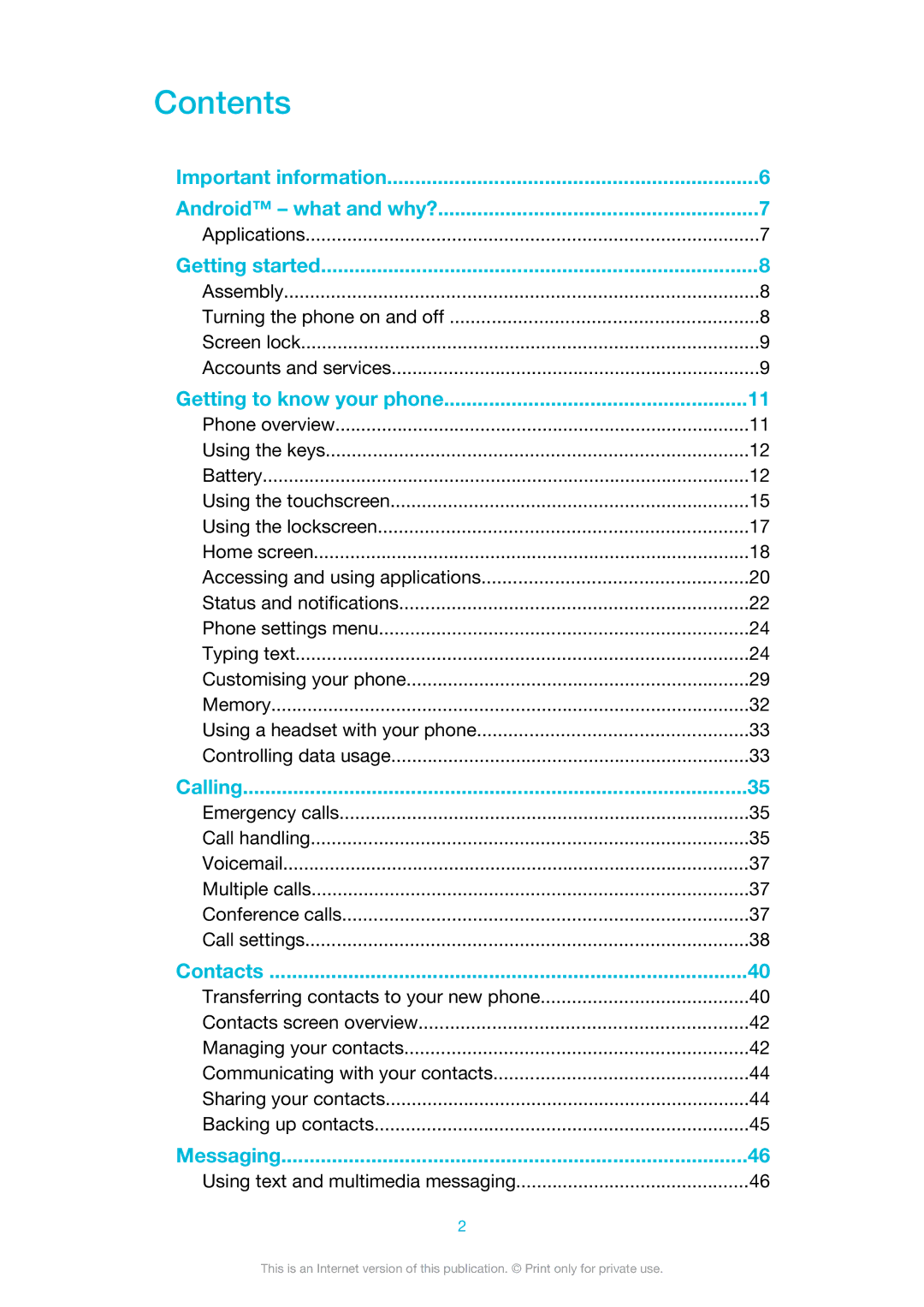 Sony LT30at manual Contents 