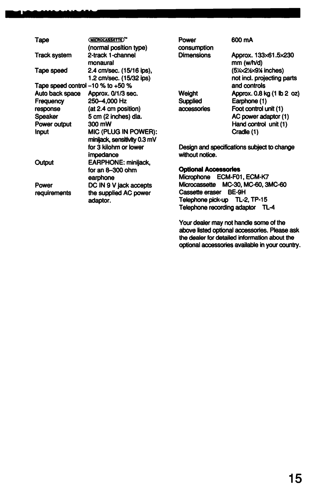 Sony M-2020 manual 