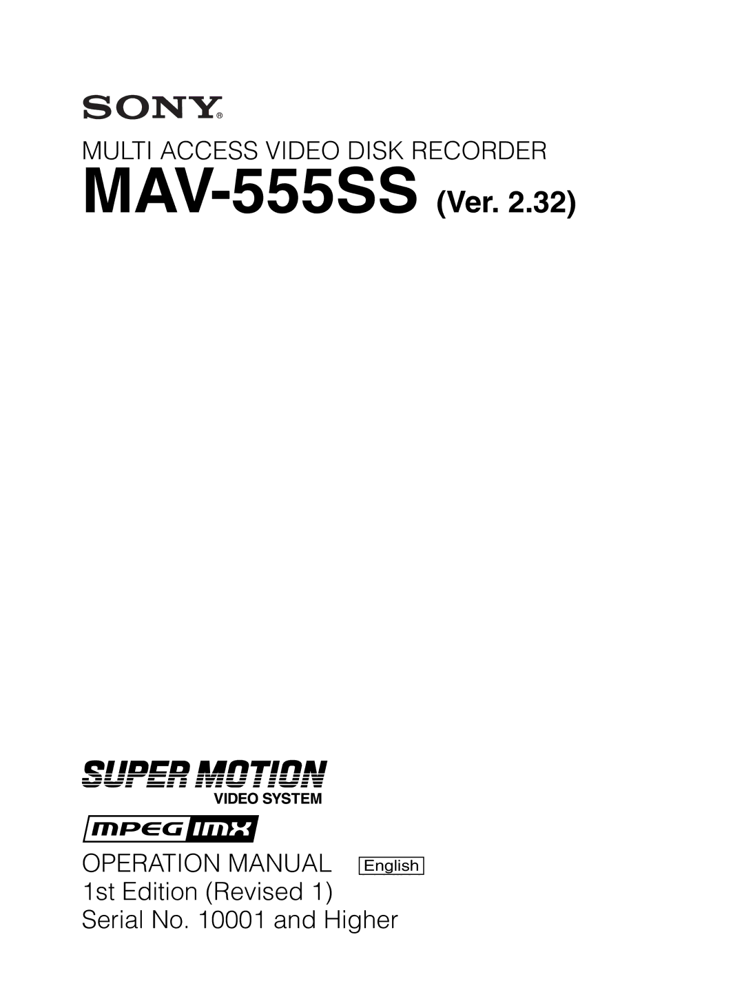 Sony operation manual MAV-555SSVer 