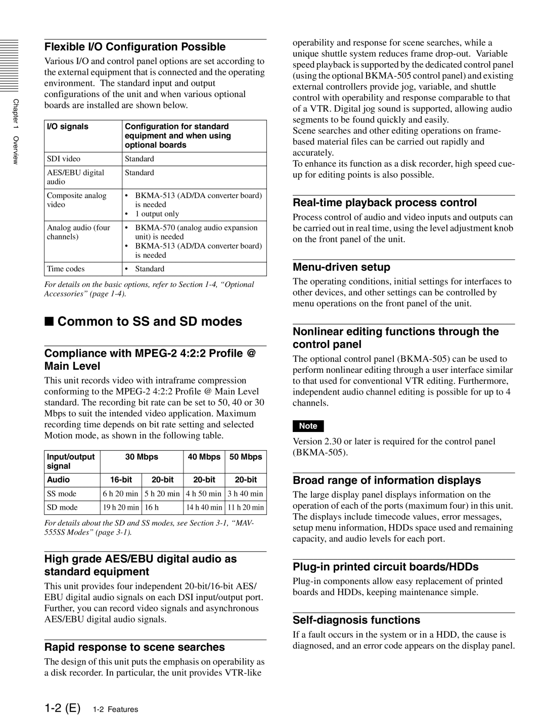 Sony MAV-555SS operation manual Common to SS and SD modes 