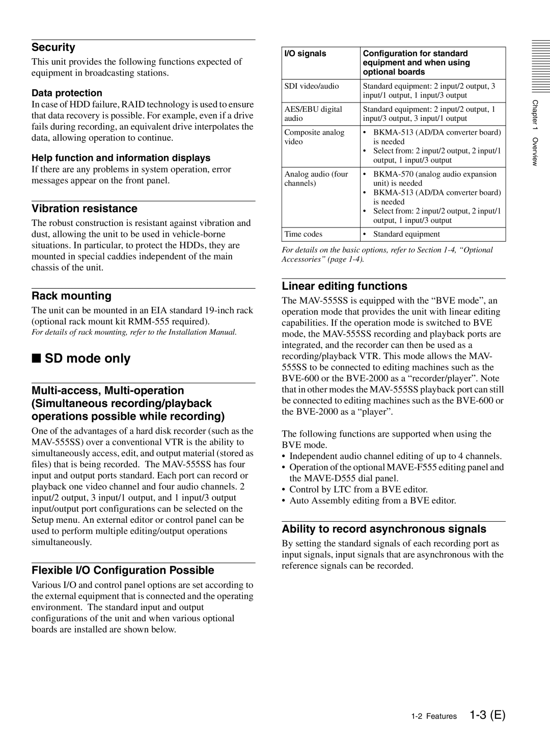 Sony MAV-555SS operation manual SD mode only 