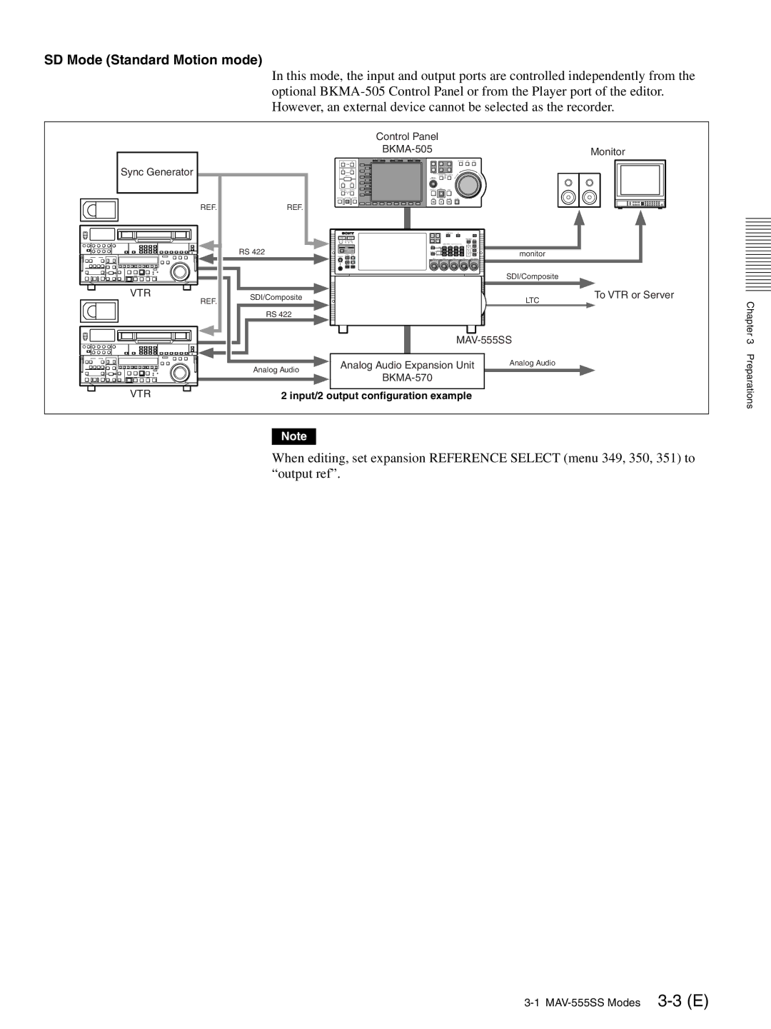 Sony MAV-555SS operation manual SD Mode Standard Motion mode, Vtr 