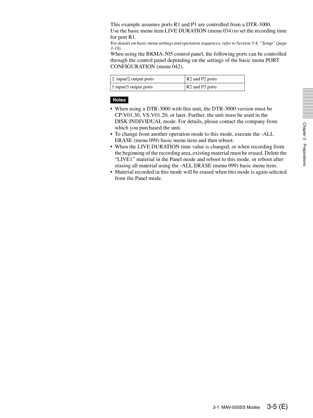 Sony operation manual MAV-555SS Modes 3-5 E 