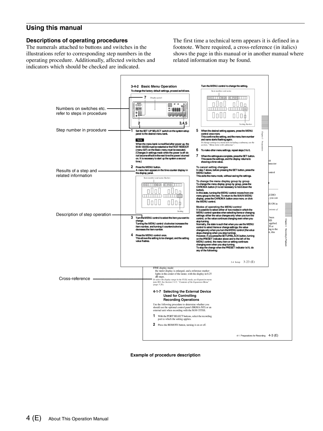 Sony MAV-555SS operation manual Using this manual, Descriptions of operating procedures 