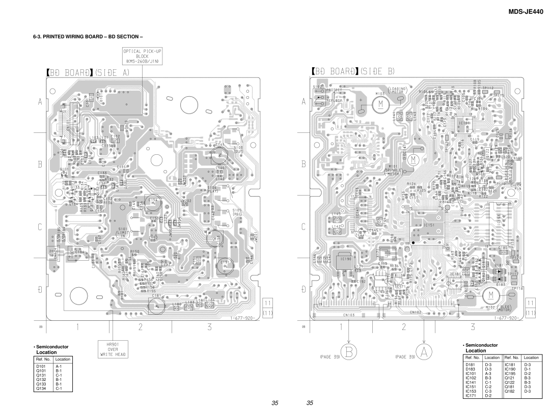 Sony KMS-2608/J1N, MDM-7A, NEW specifications Printed Wiring Board BD Section, Semiconductor 