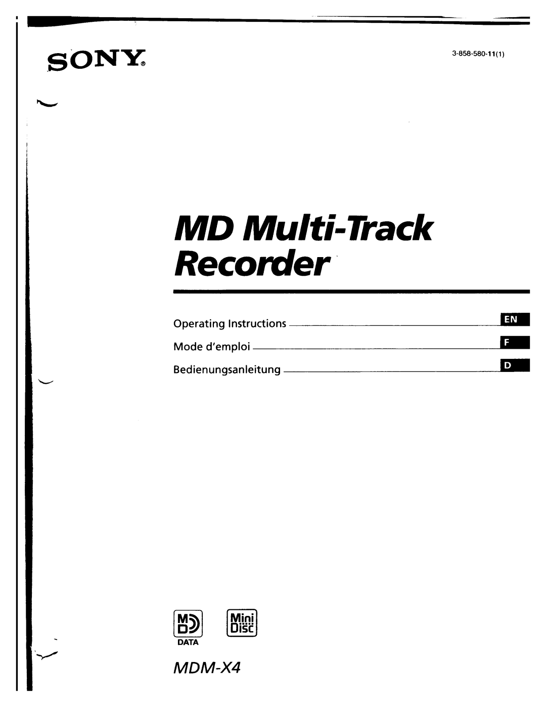 Sony MDM-X4 manual 