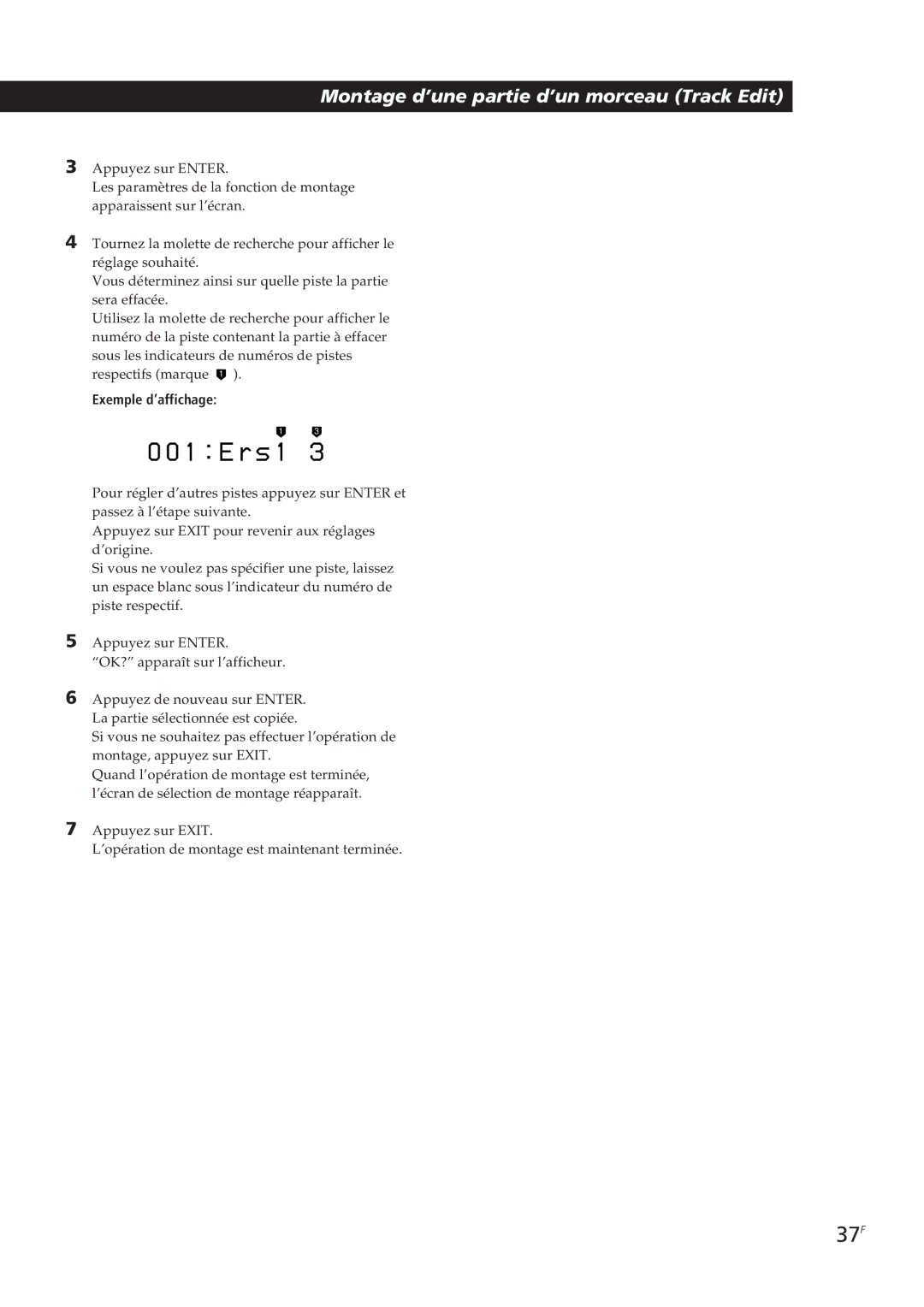 Sony MDM-X4 operating instructions E r s, 37F 