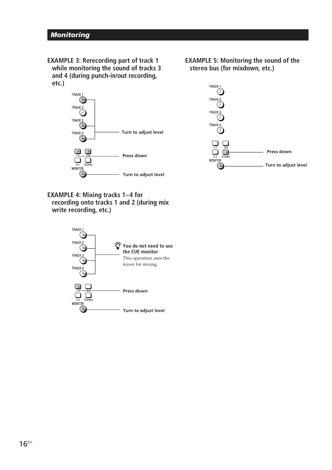 Sony MDM-X4 operating instructions 16EN, You do not need to use the CUE monitor 