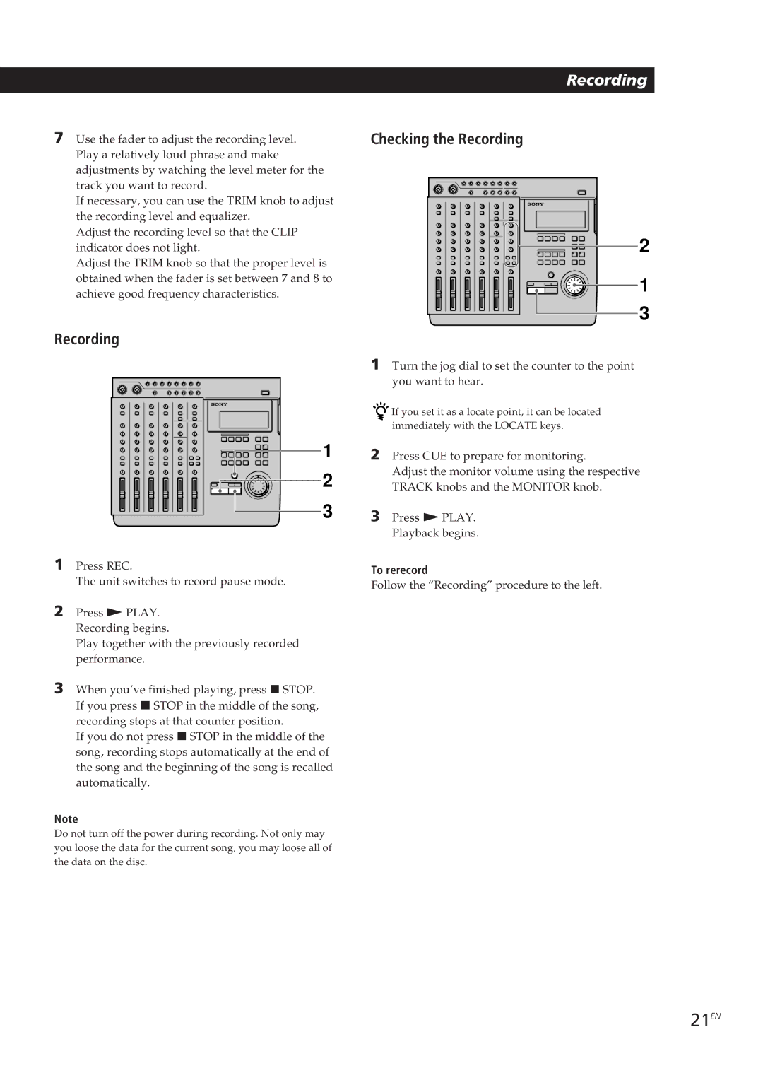 Sony MDM-X4 operating instructions 21EN 