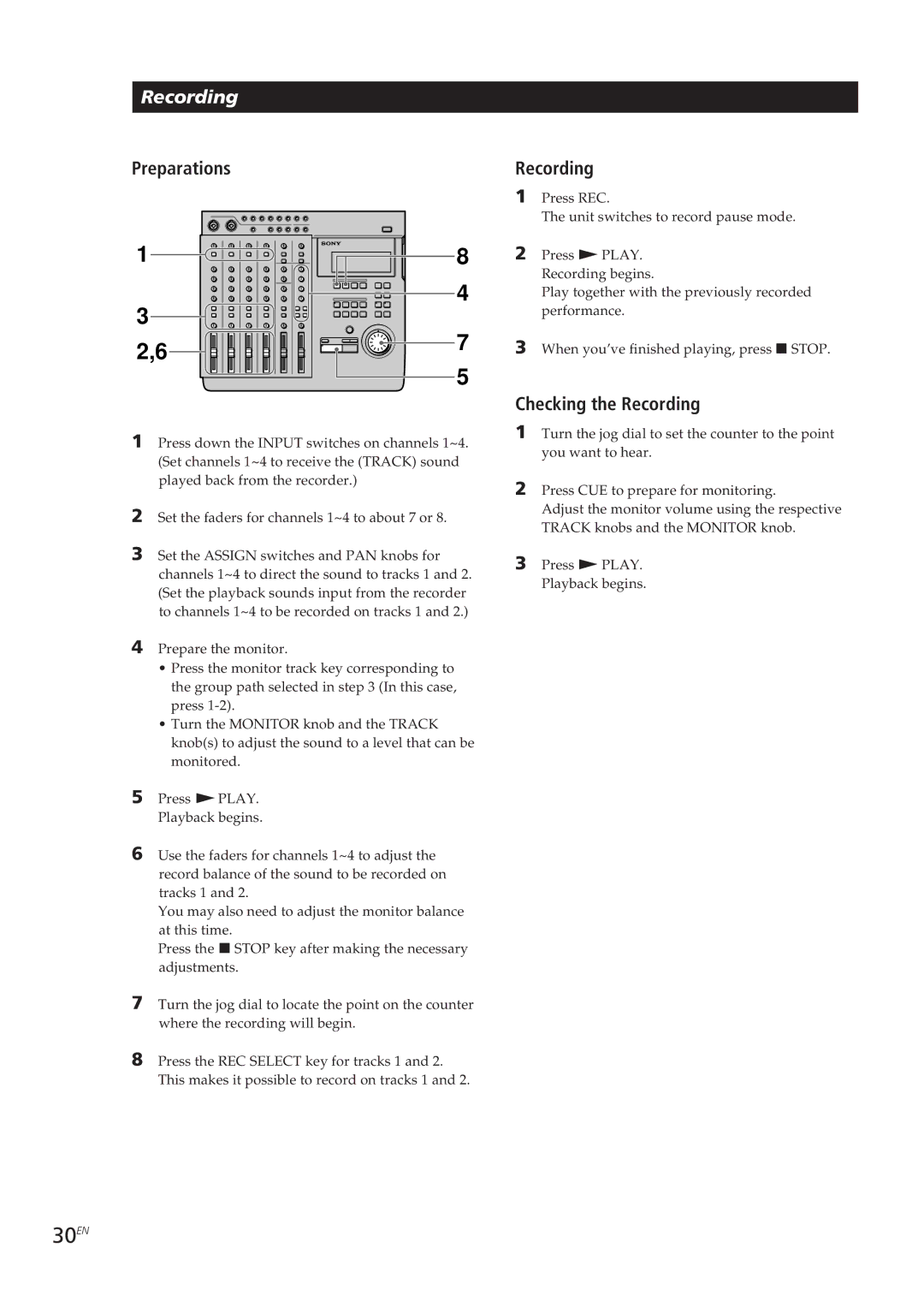 Sony MDM-X4 operating instructions 30EN 