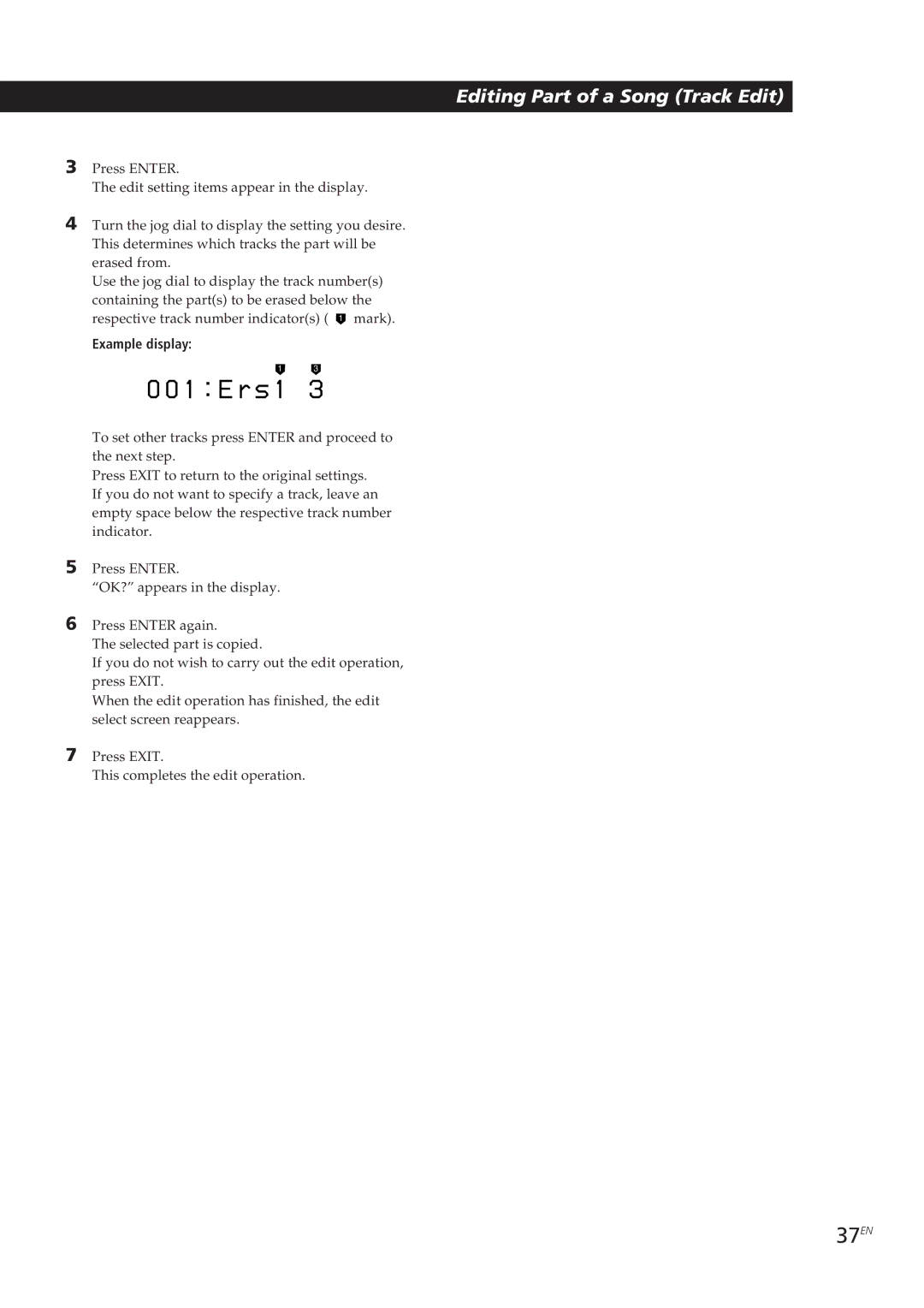 Sony MDM-X4 operating instructions E r s, 37EN 