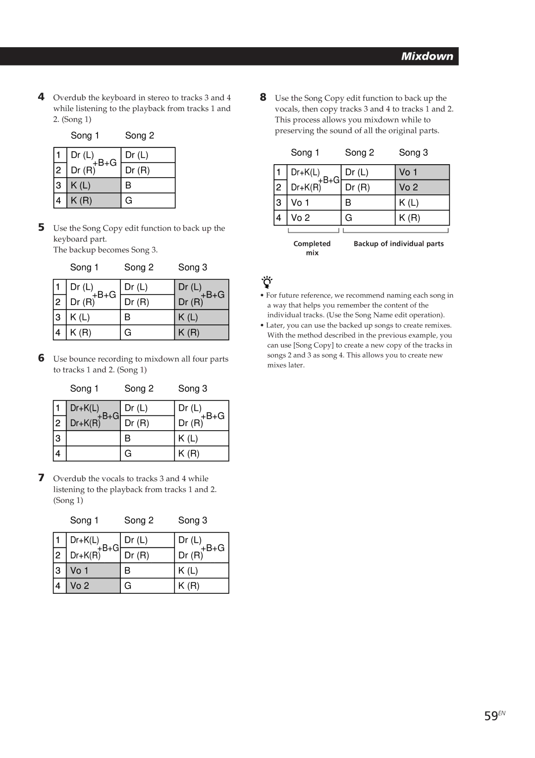 Sony MDM-X4 operating instructions 59EN, Dr+KR Dr R 