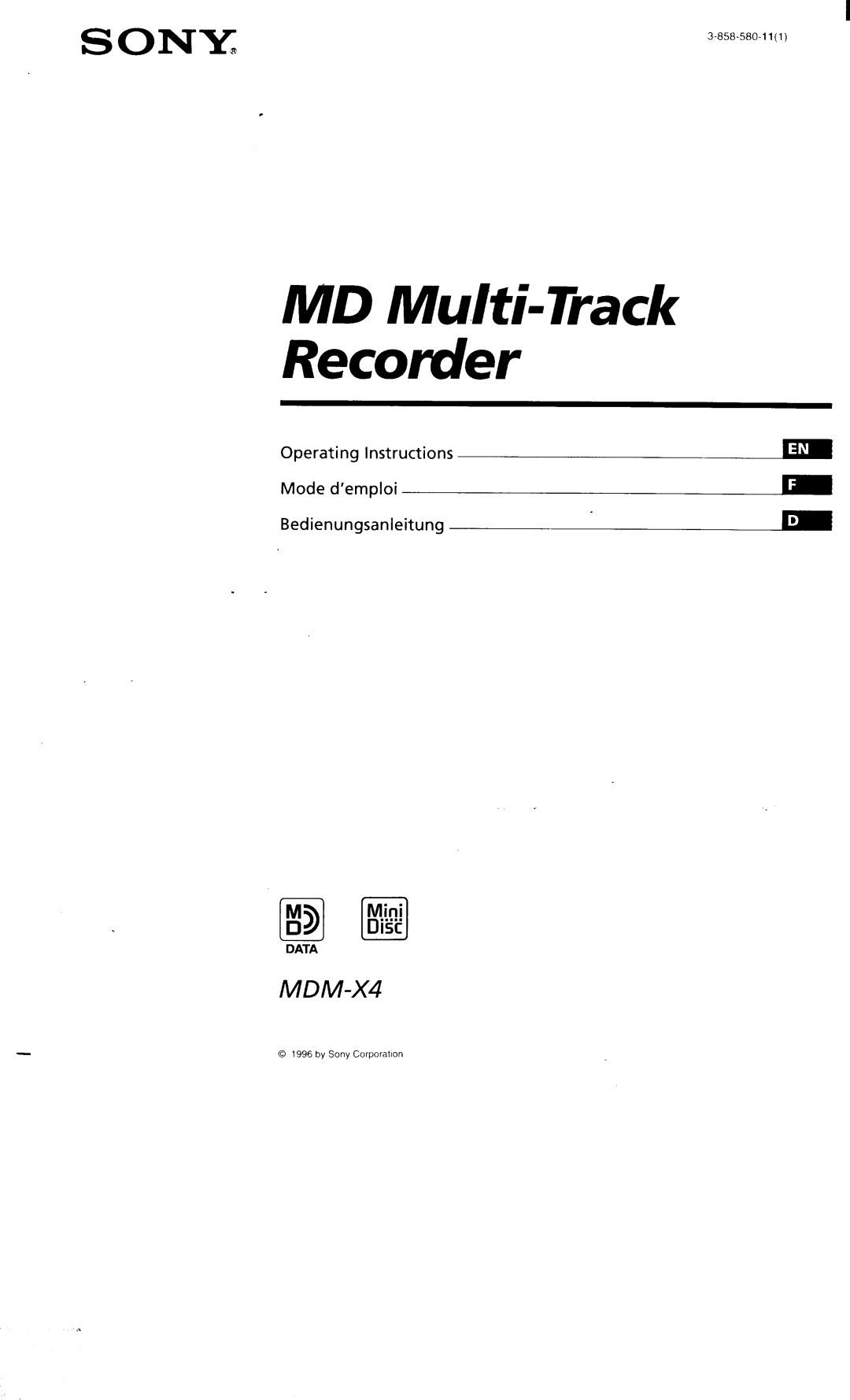 Sony MDM-X4 manual 