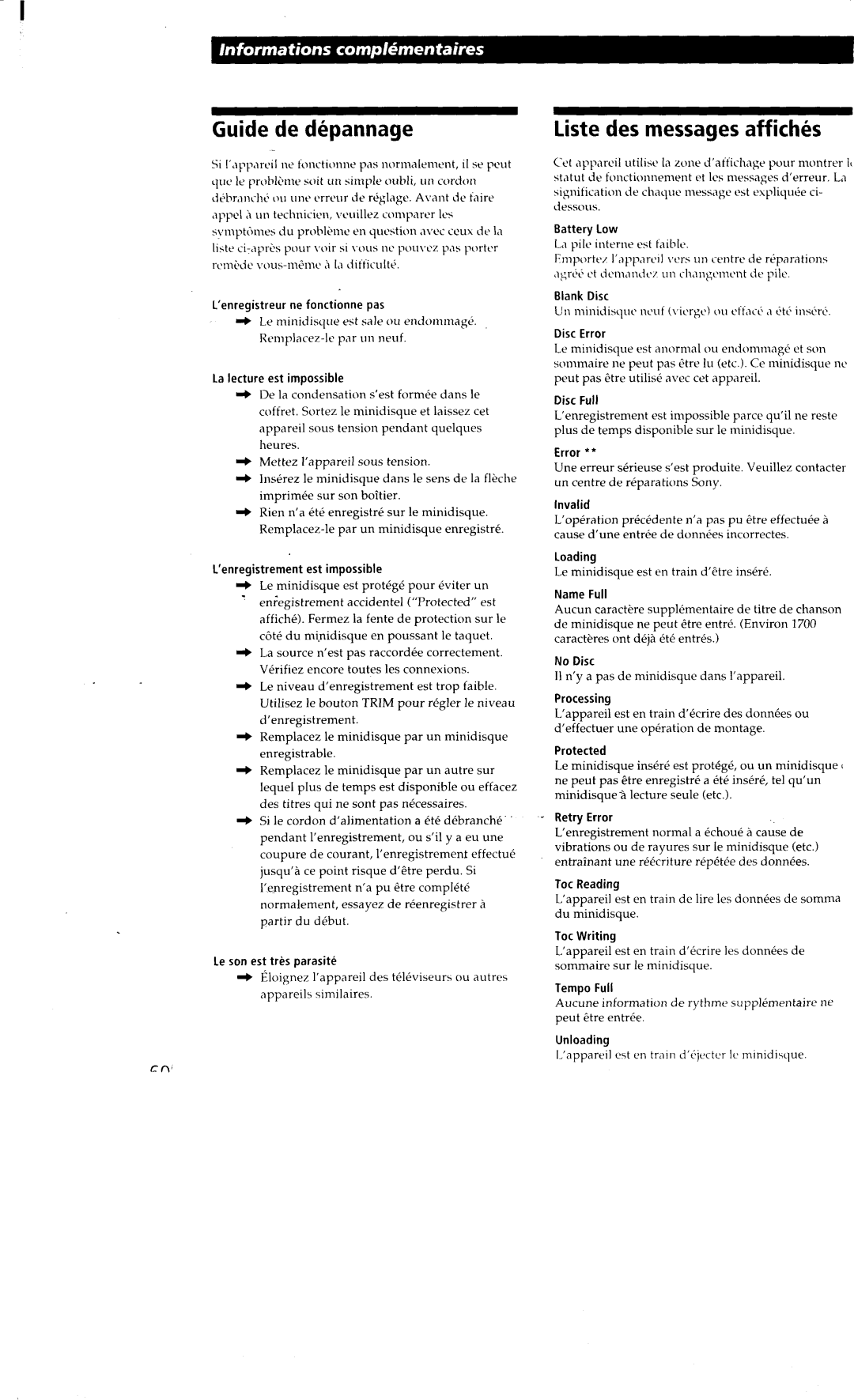 Sony MDM-X4 manual 