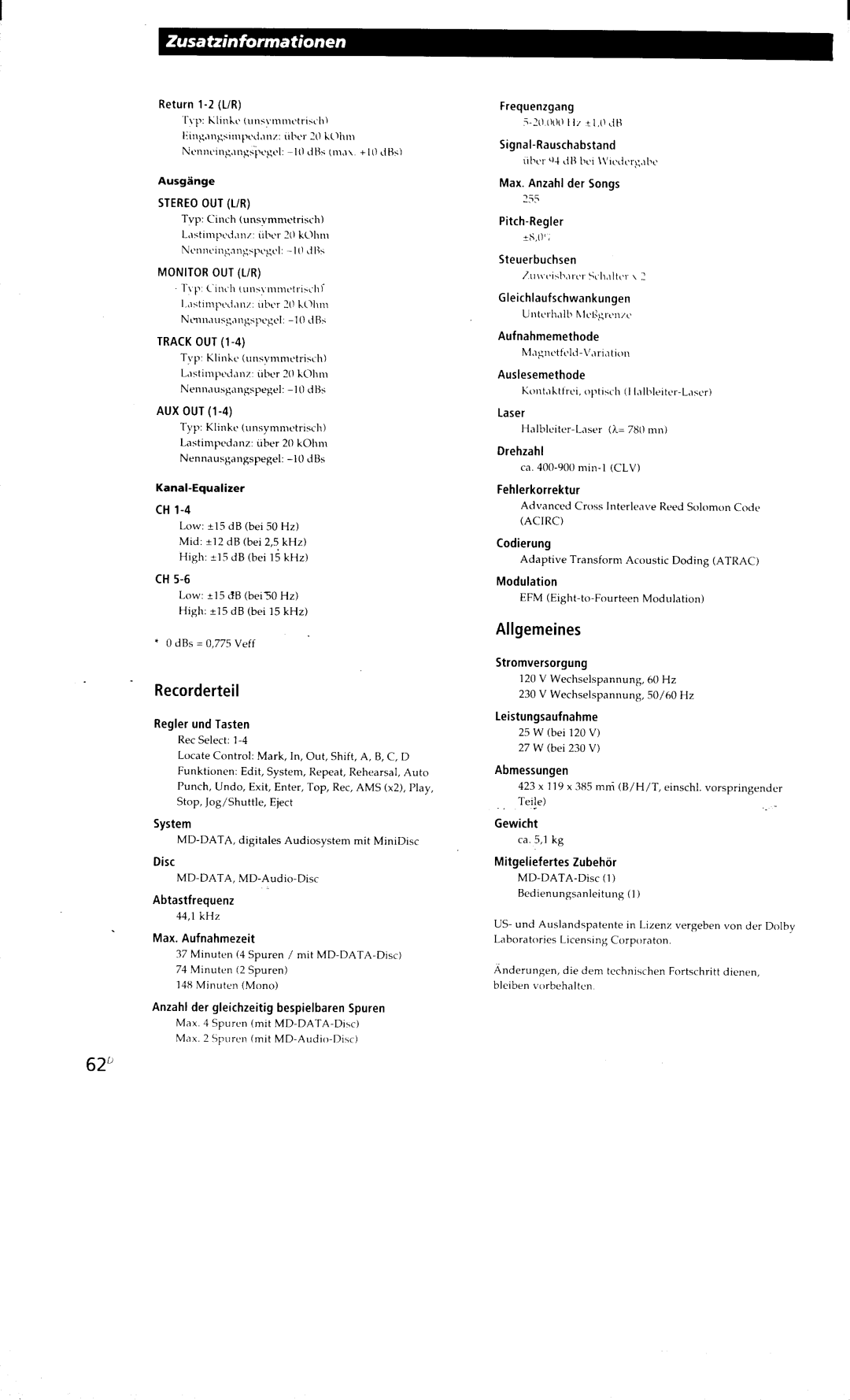 Sony MDM-X4 manual 