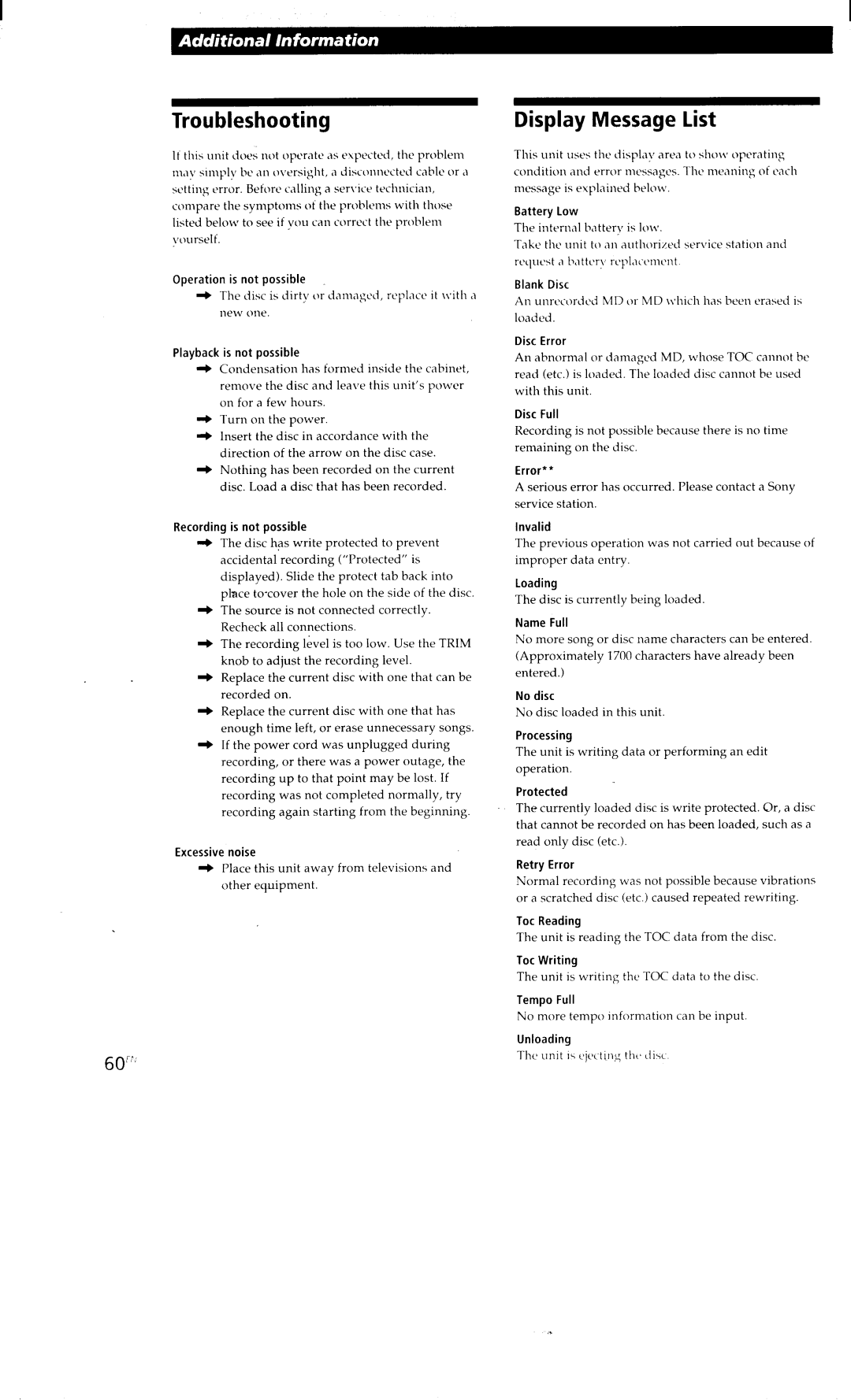 Sony MDM-X4 manual 