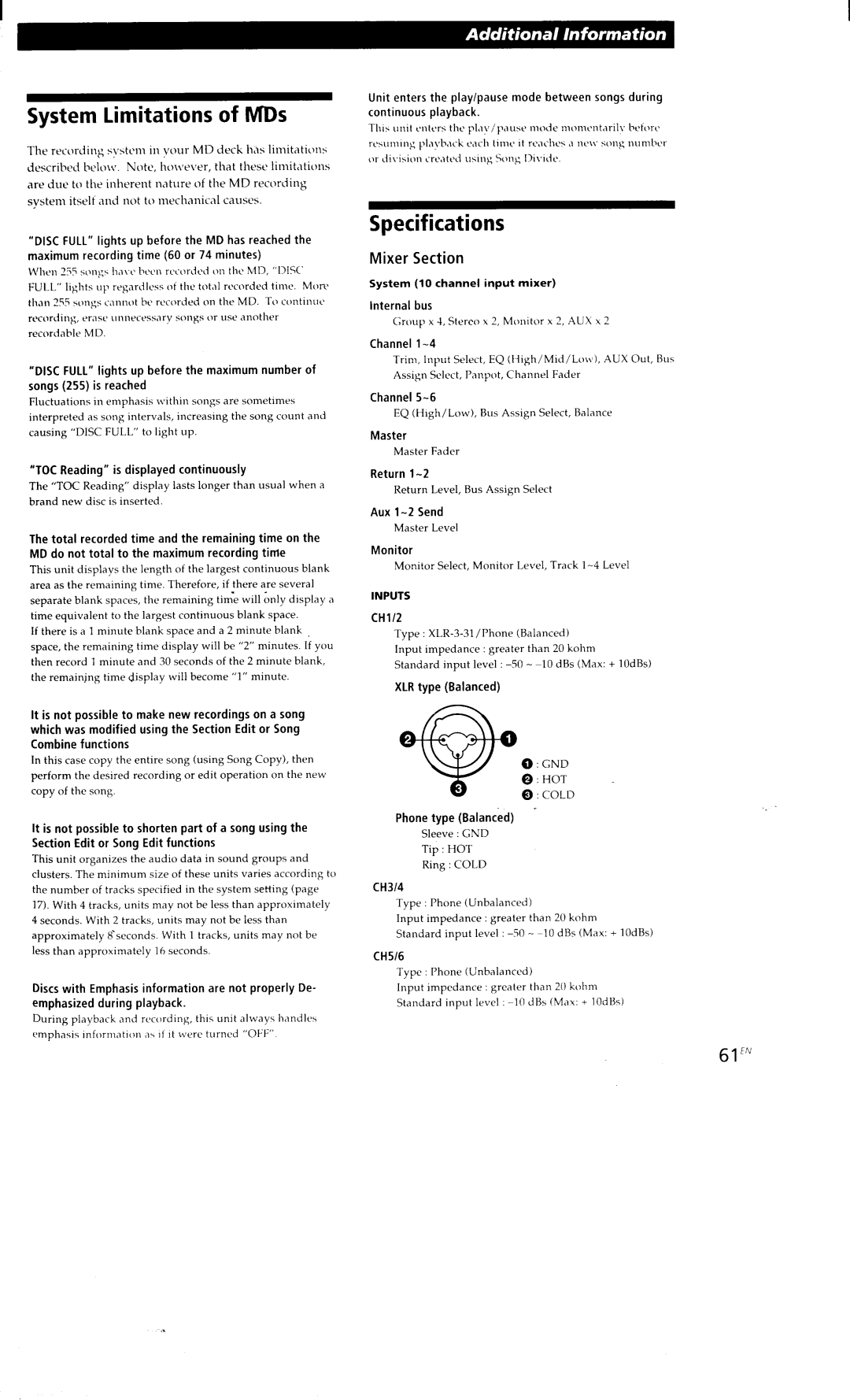 Sony MDM-X4 manual 