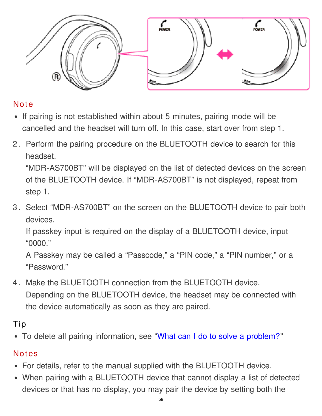 Sony MDR-AS700BT manual Tip 