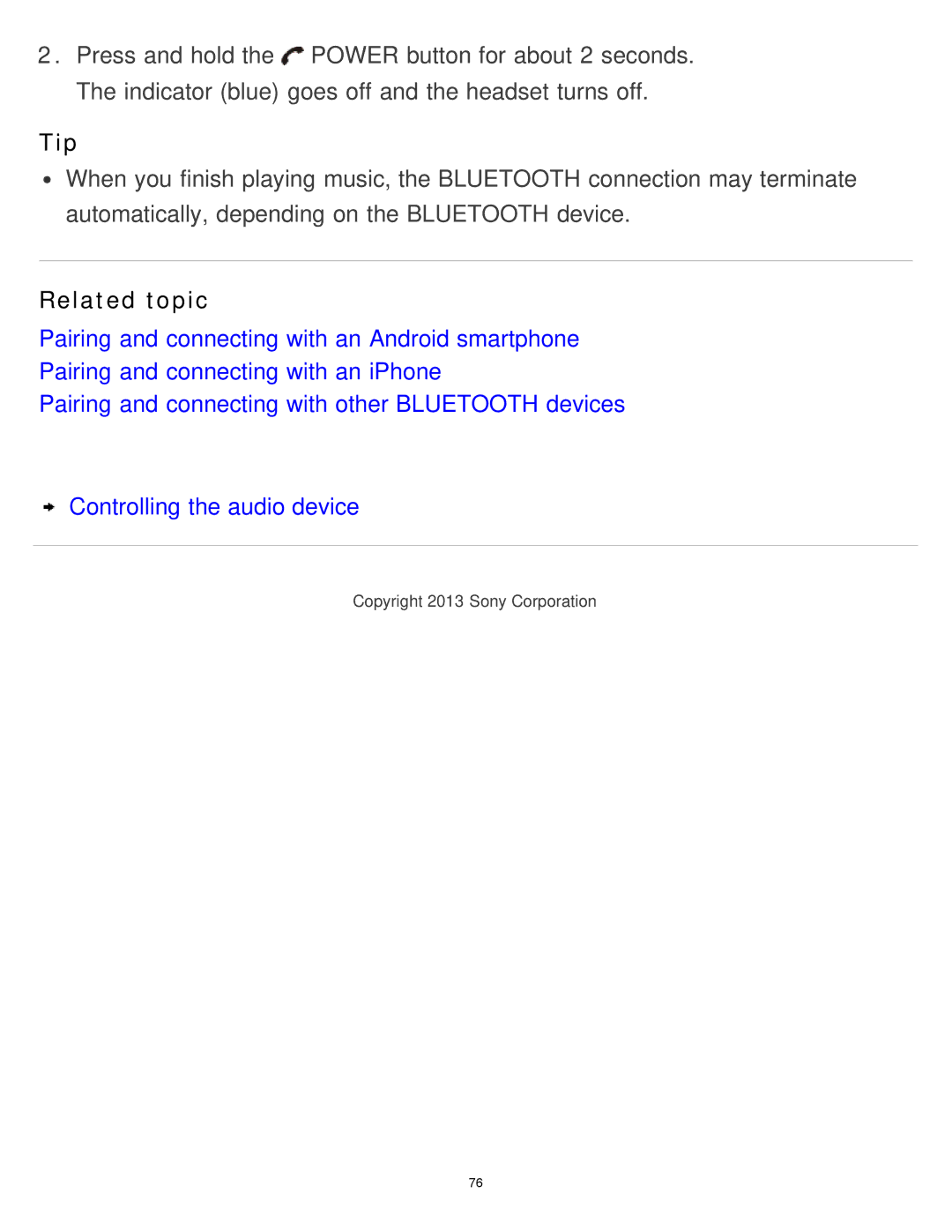 Sony MDR-AS700BT manual Related topic 