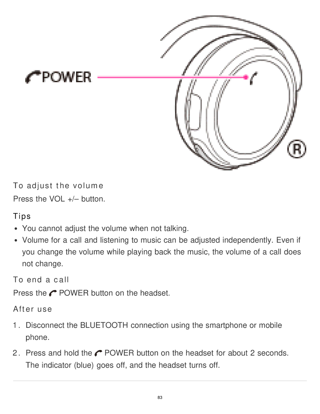 Sony MDR-AS700BT manual To adjust the volume, To end a call 