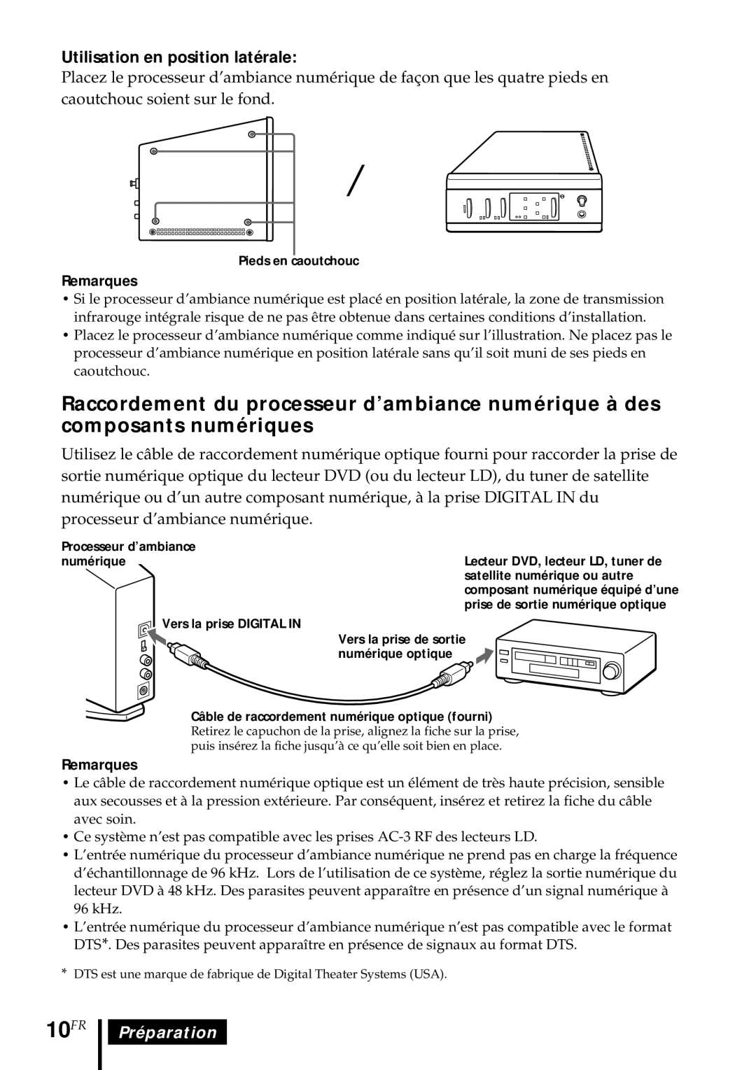 Sony MDR DS5000 operating instructions 10FR, Utilisation en position latérale 