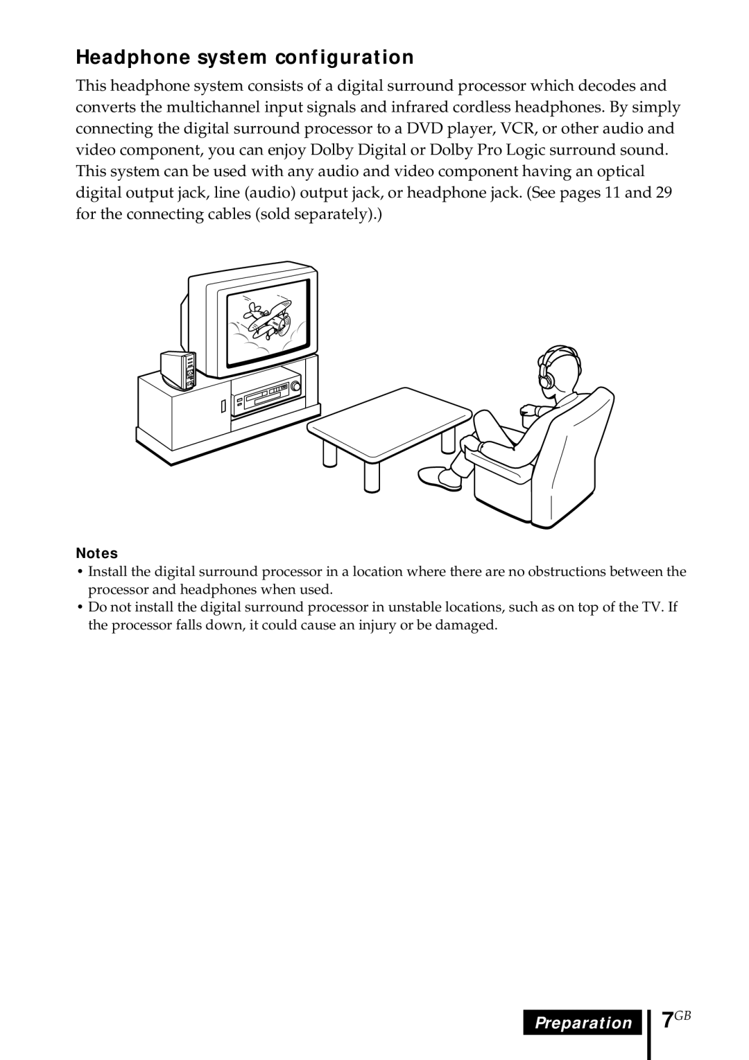 Sony MDR DS5000 operating instructions Headphone system configuration 