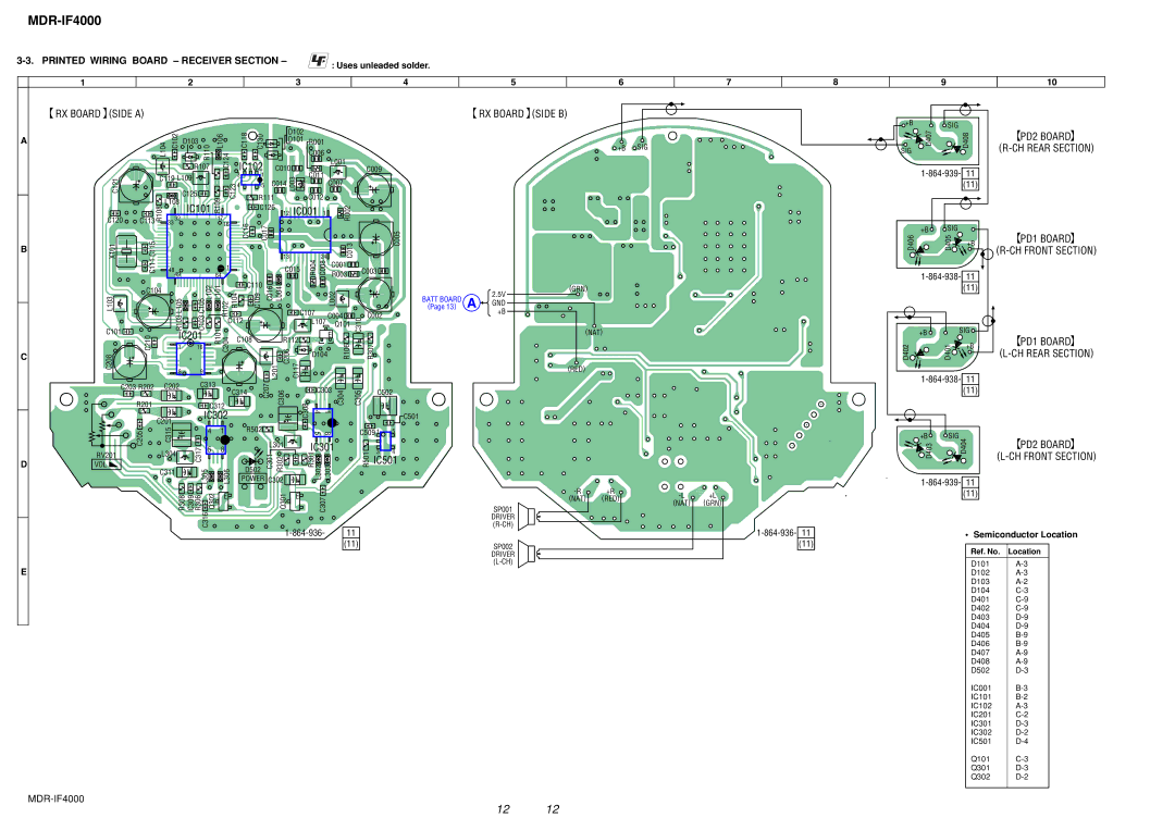 Sony MDR-IF4000 service manual RX Board Side a, Printed Wiring Board Receiver Section 