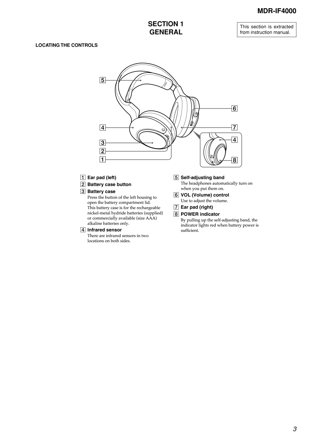 Sony MDR-IF4000 service manual Section General 