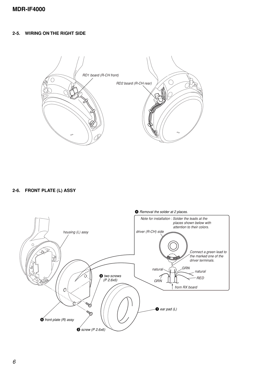 Sony MDR-IF4000 service manual Wiring on the Right Side, Front Plate L Assy 