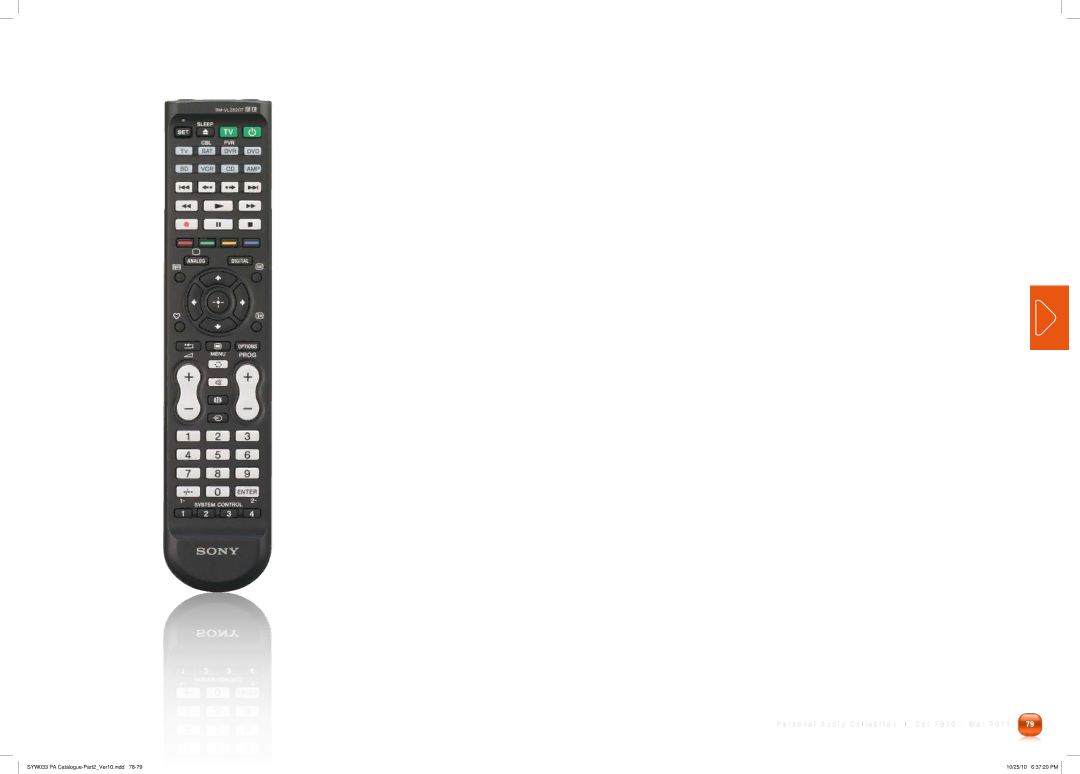 Sony MDRPQ4/PNK manual Simple, easy and smart. Total control at your fingertips, Universal Remote Control 