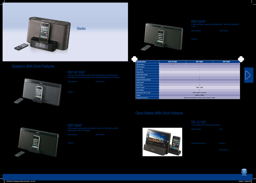 Sony MDRPQ4/PNK Speakers With Dock Features, Clock Radios With Dock Features, Docks, RDP-XF100iP, RDP-X50iP, RDP-X80iP 
