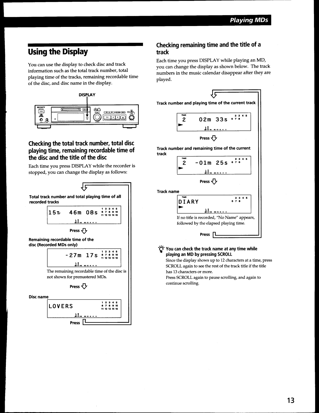 Sony MDS-302 manual 