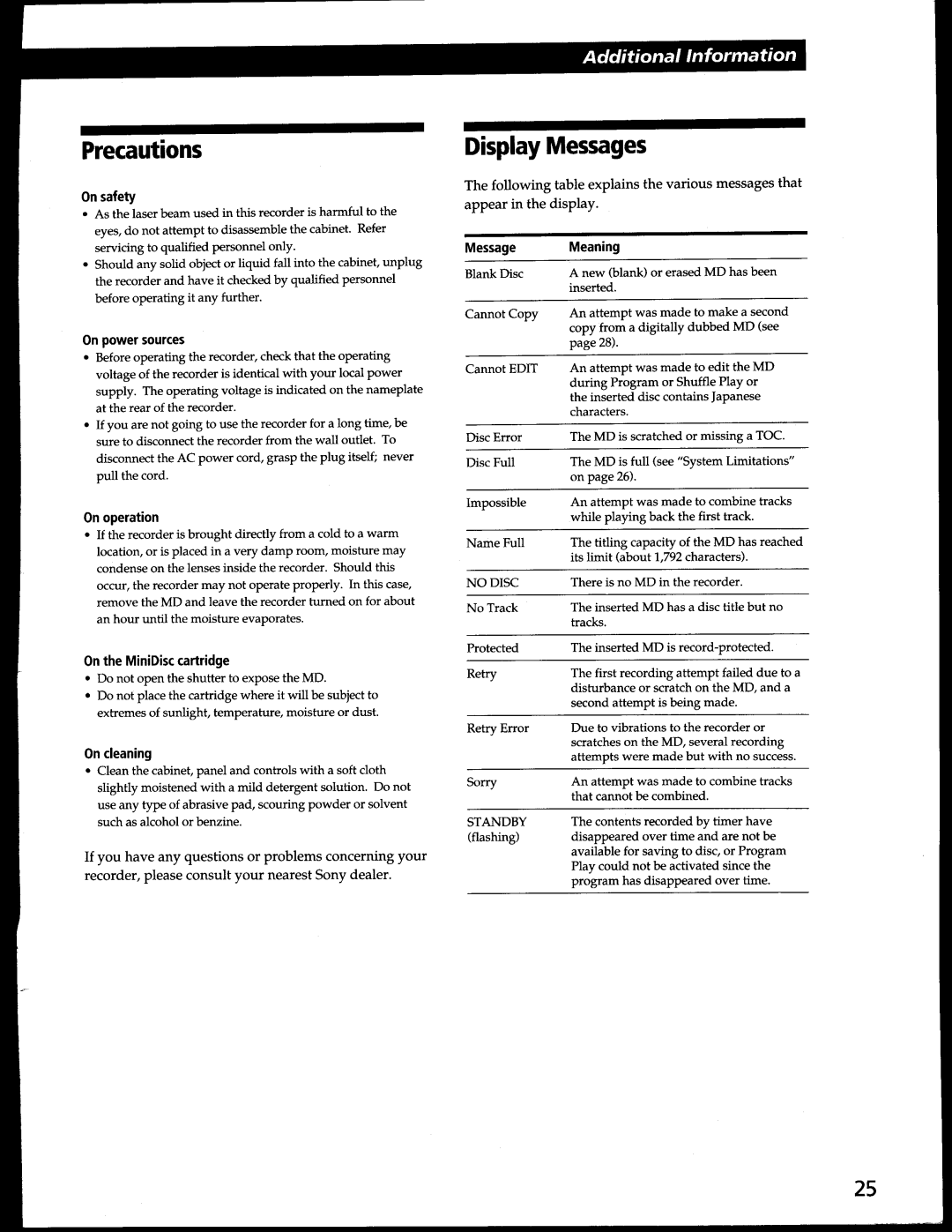 Sony MDS-302 manual 