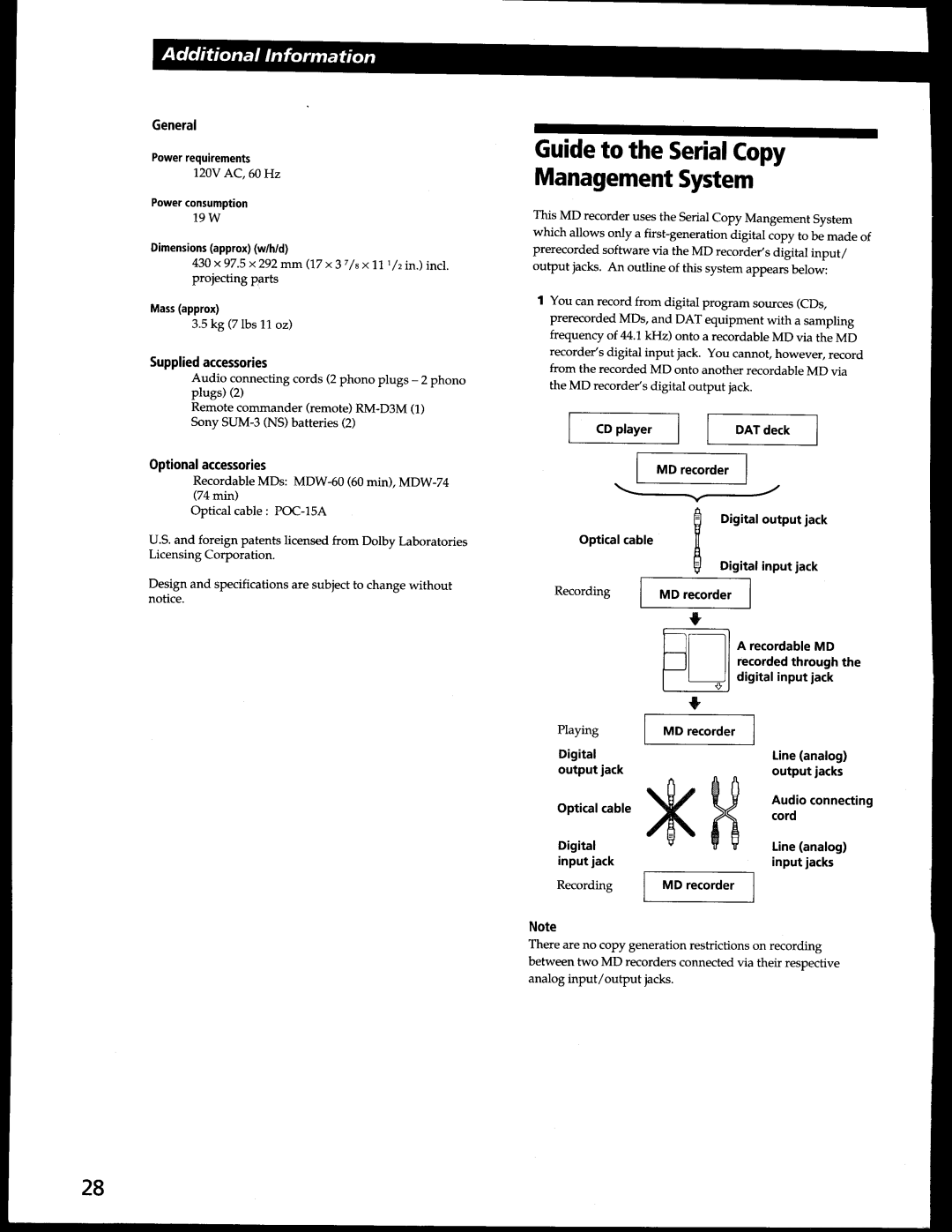 Sony MDS-302 manual 