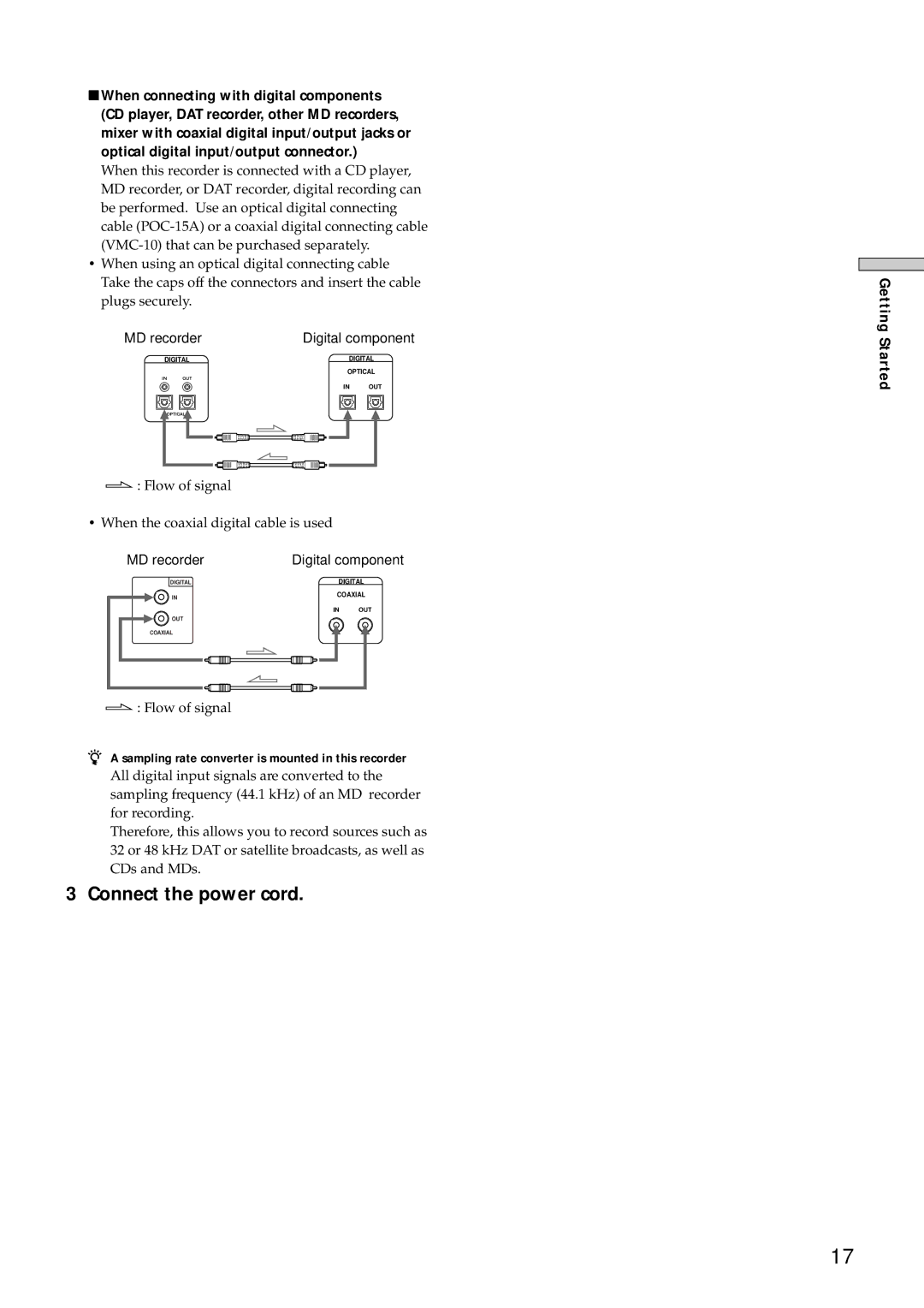 Sony MDS-E10 manual MD recorder, Getting Started 