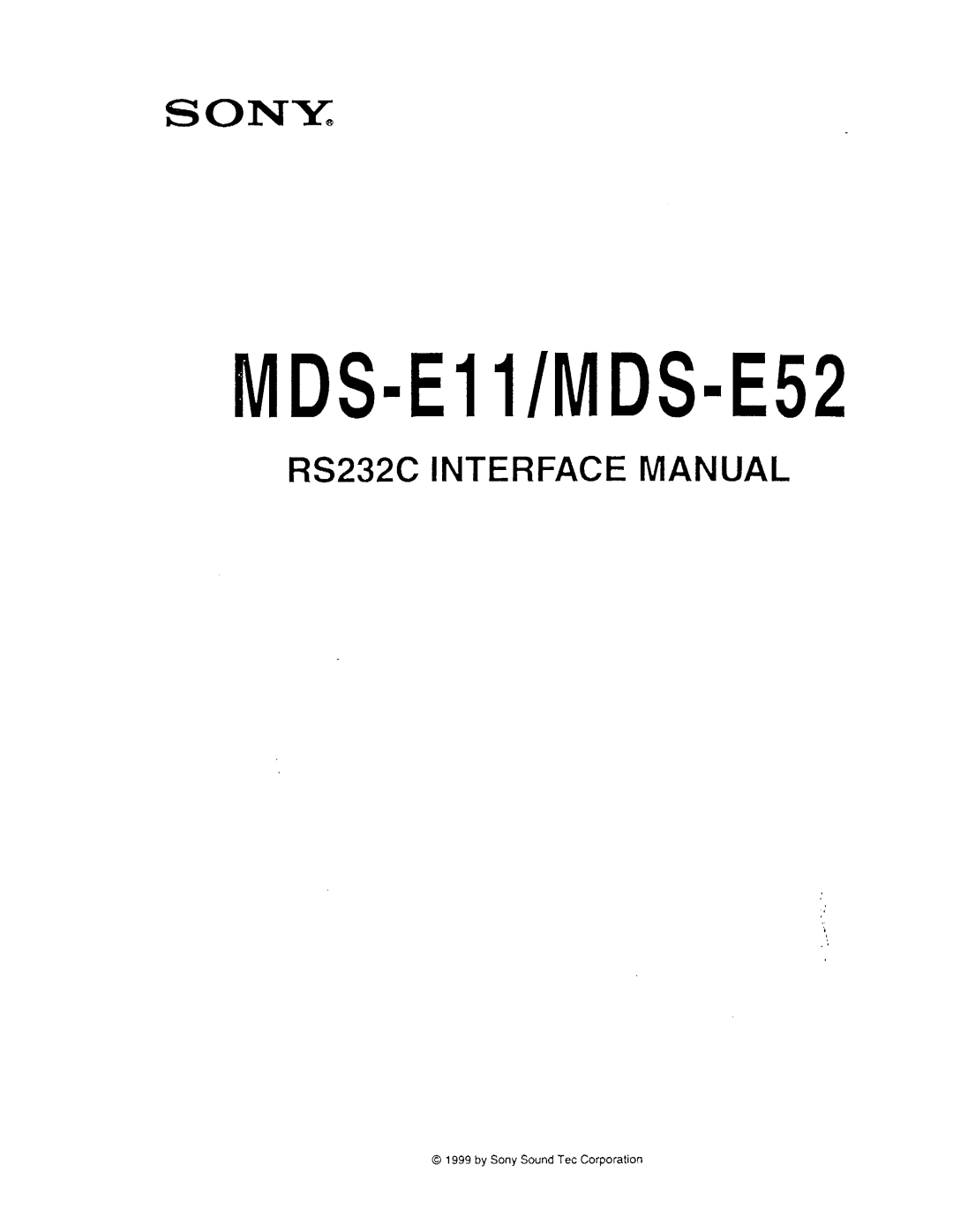 Sony MDS-E52, MDS-E11 manual 