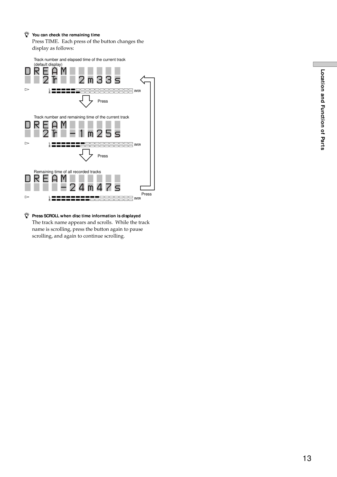 Sony MDS-E12 operating instructions E a M 2 Tr 1 m 2 5 s 