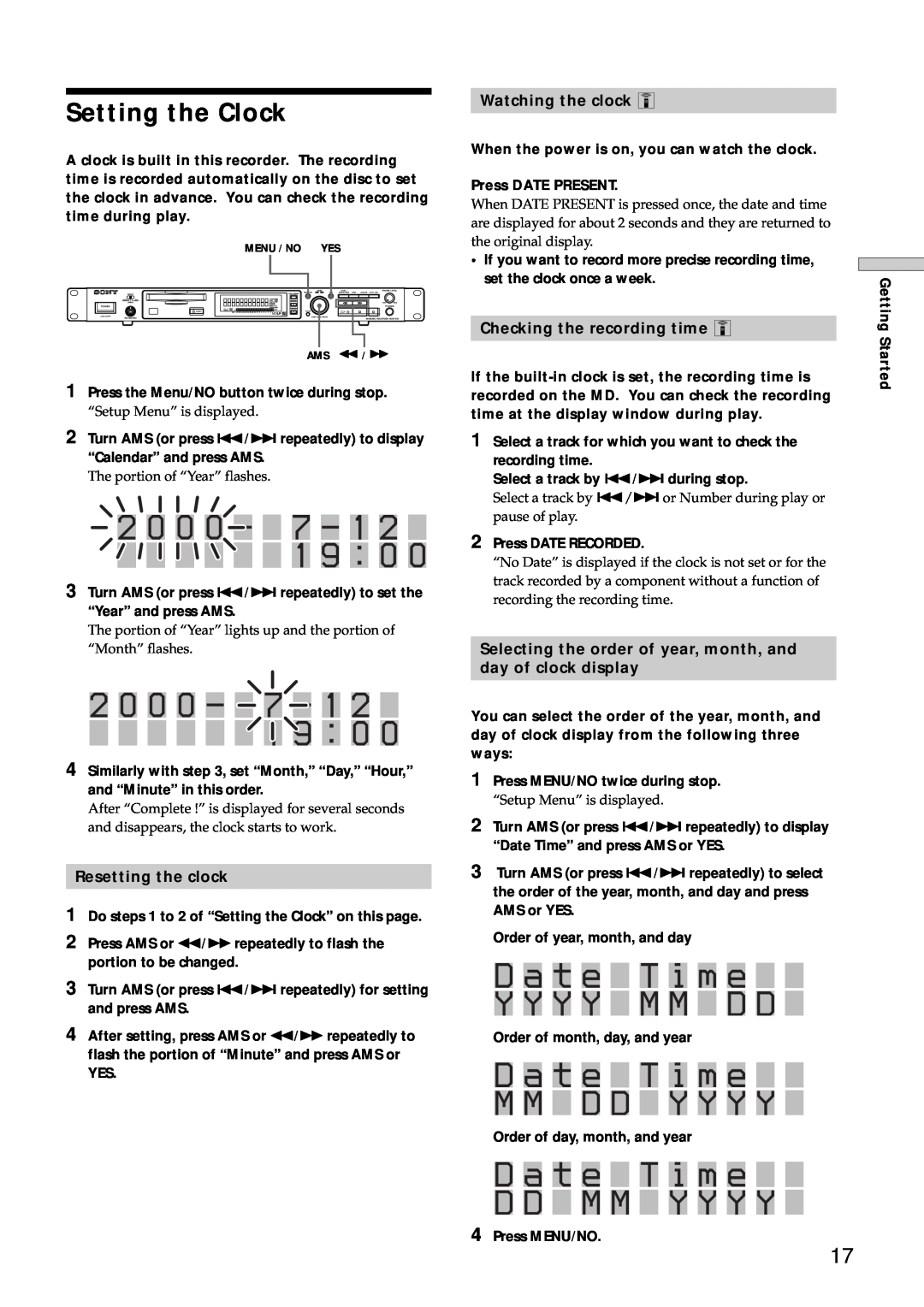 Sony MDS-E12 operating instructions 